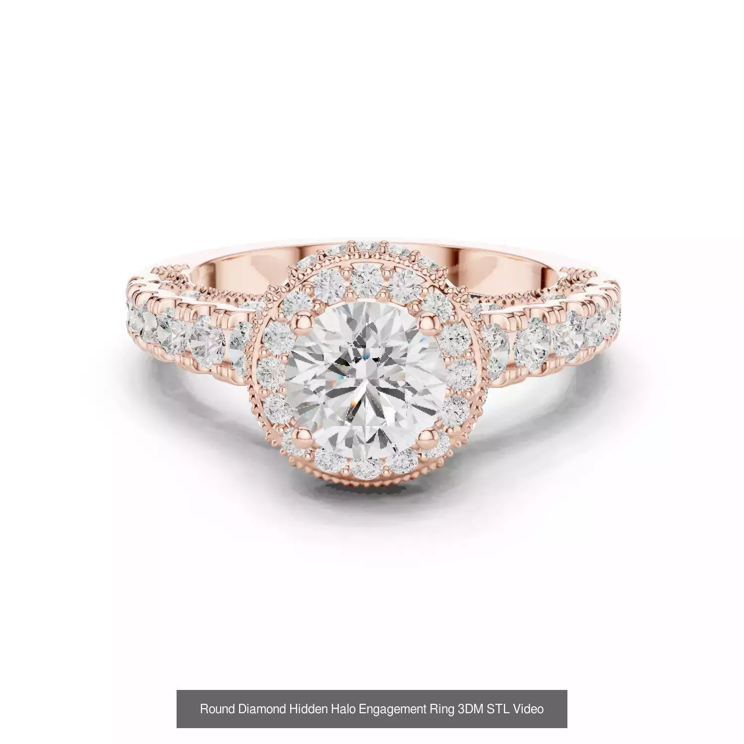 203 Hidden Halo or Diamond Rings 3DM STL OBJ FBX 3 Render Video 3D Model Collection_25