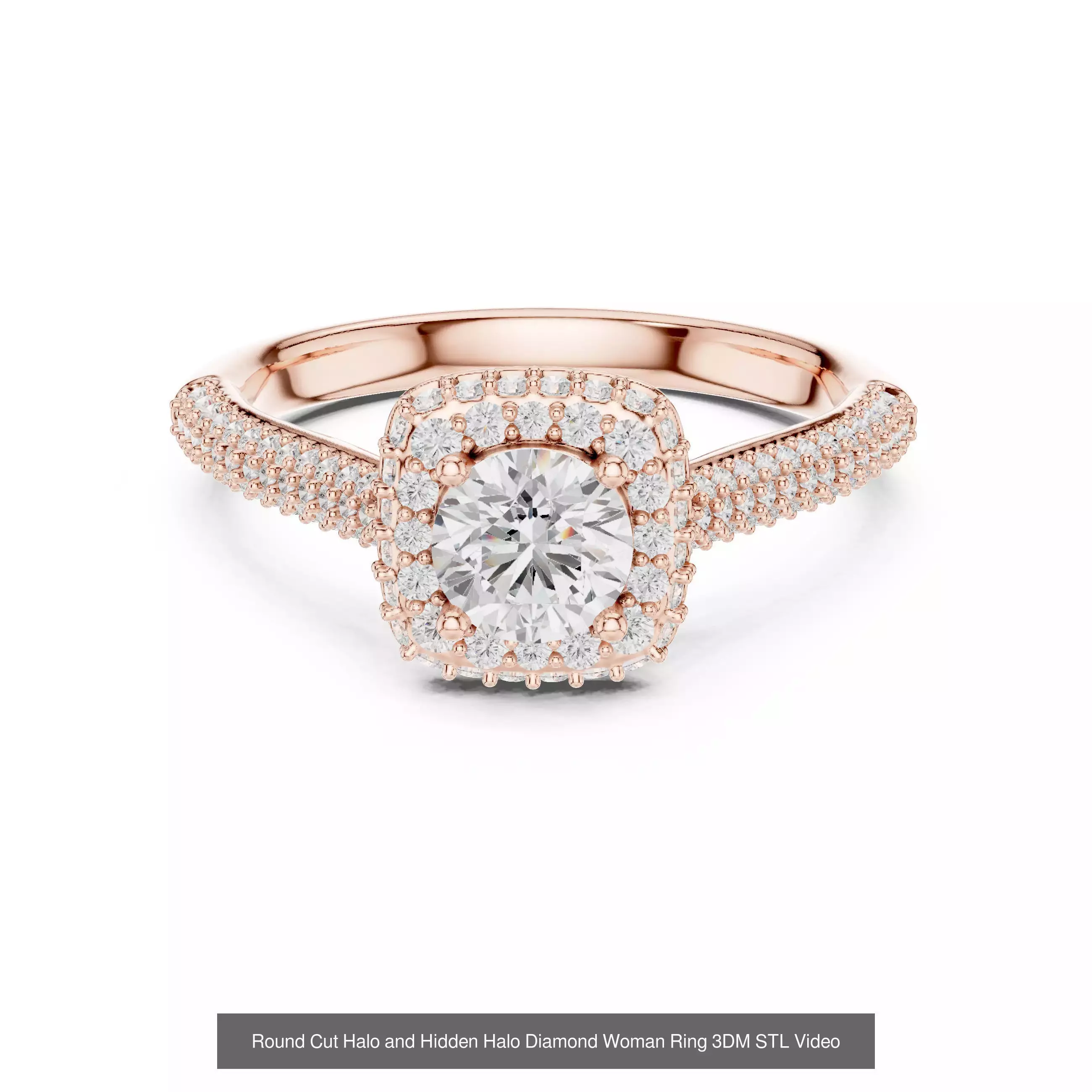 203 Hidden Halo or Diamond Rings 3DM STL OBJ FBX 3 Render Video 3D Model Collection_103