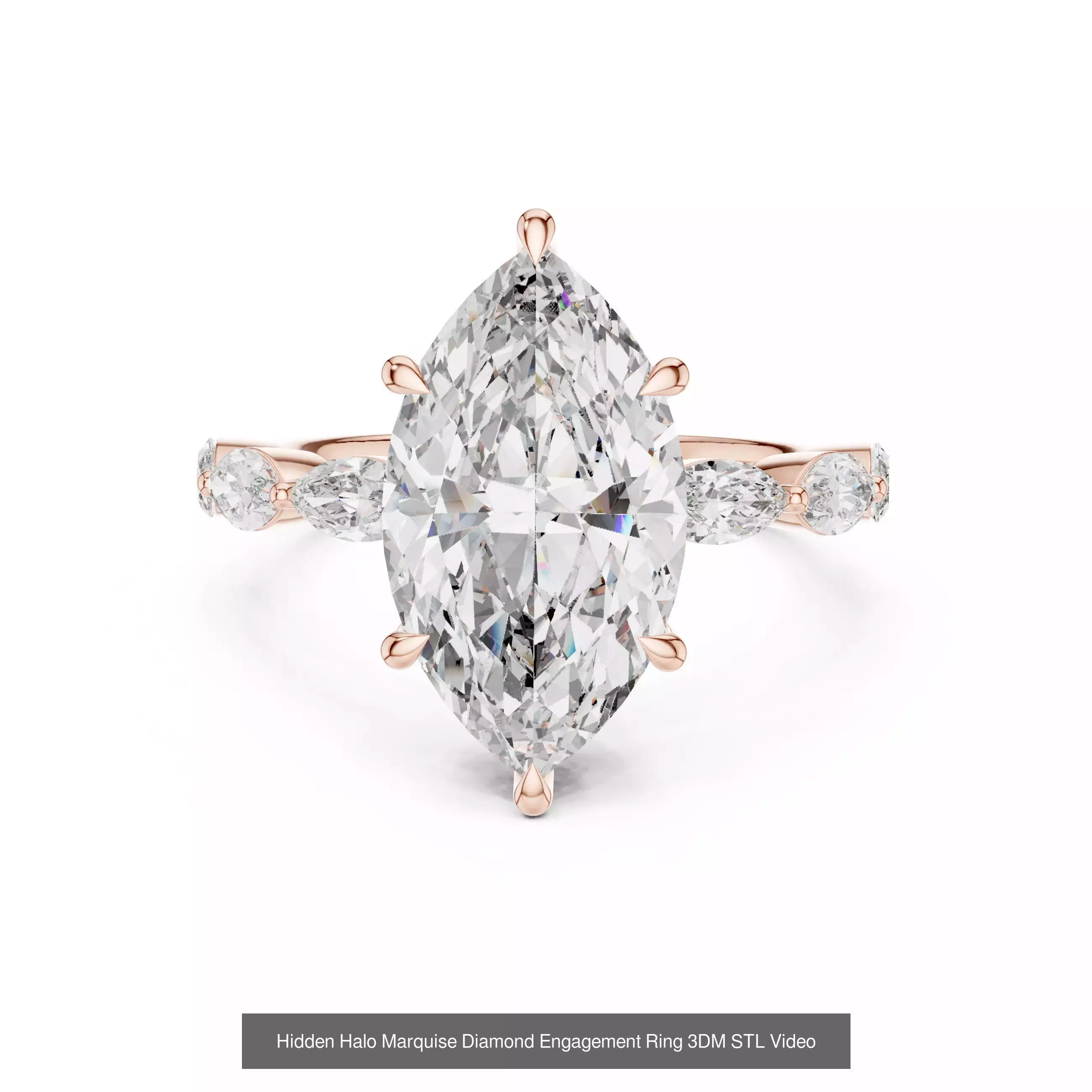 203 Hidden Halo or Diamond Rings 3DM STL OBJ FBX 3 Render Video 3D Model Collection_39