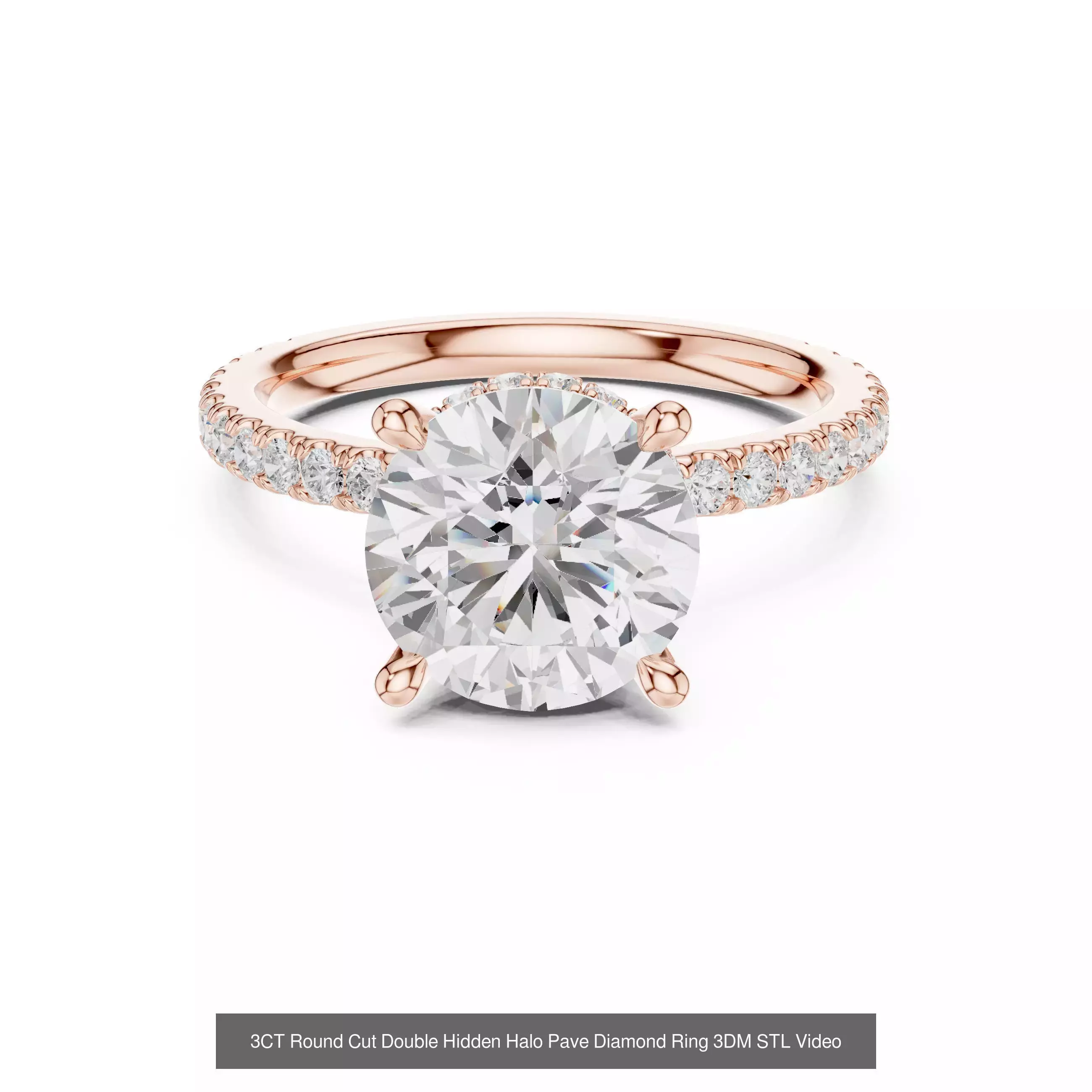 203 Hidden Halo or Diamond Rings 3DM STL OBJ FBX 3 Render Video 3D Model Collection_123