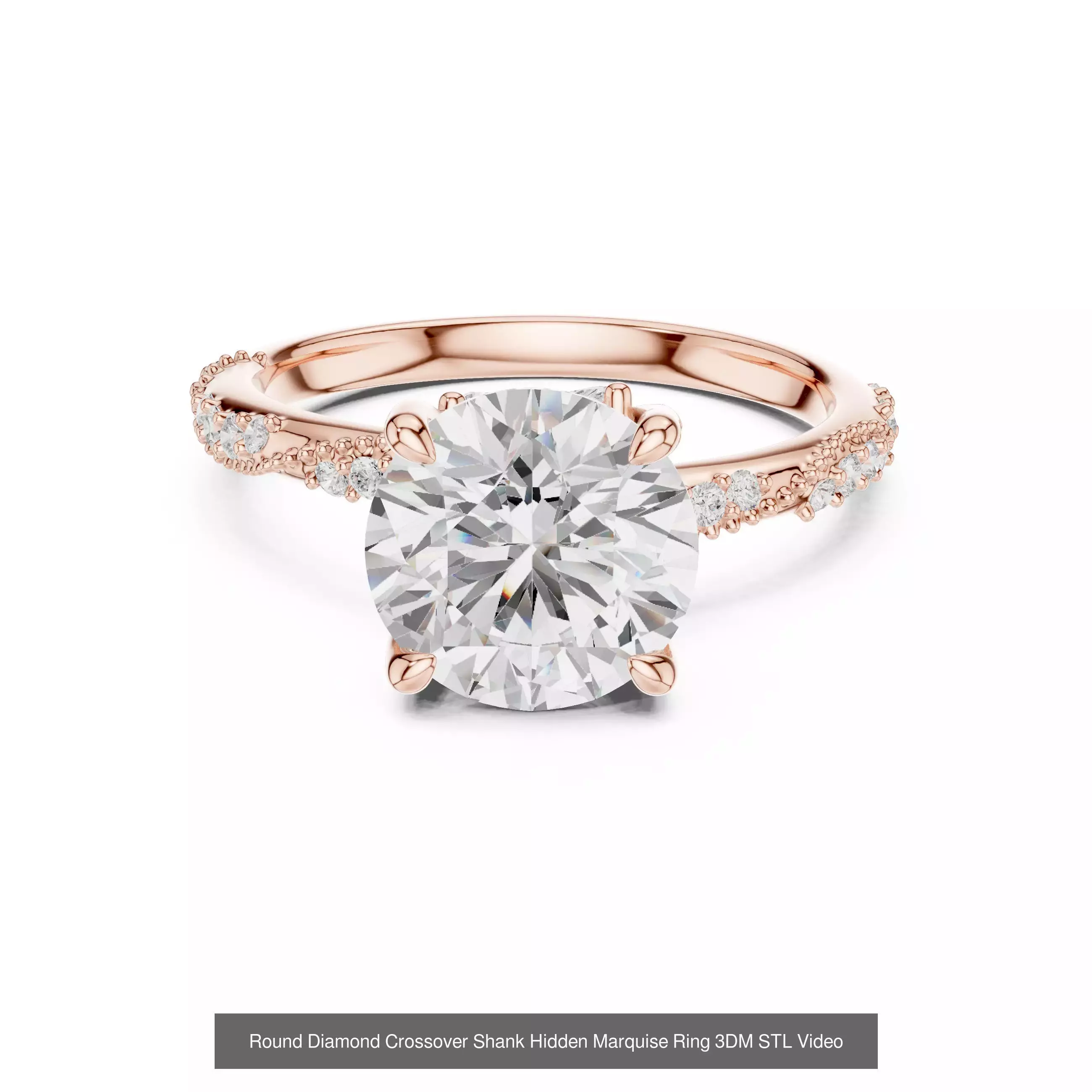 203 Hidden Halo or Diamond Rings 3DM STL OBJ FBX 3 Render Video 3D Model Collection_113