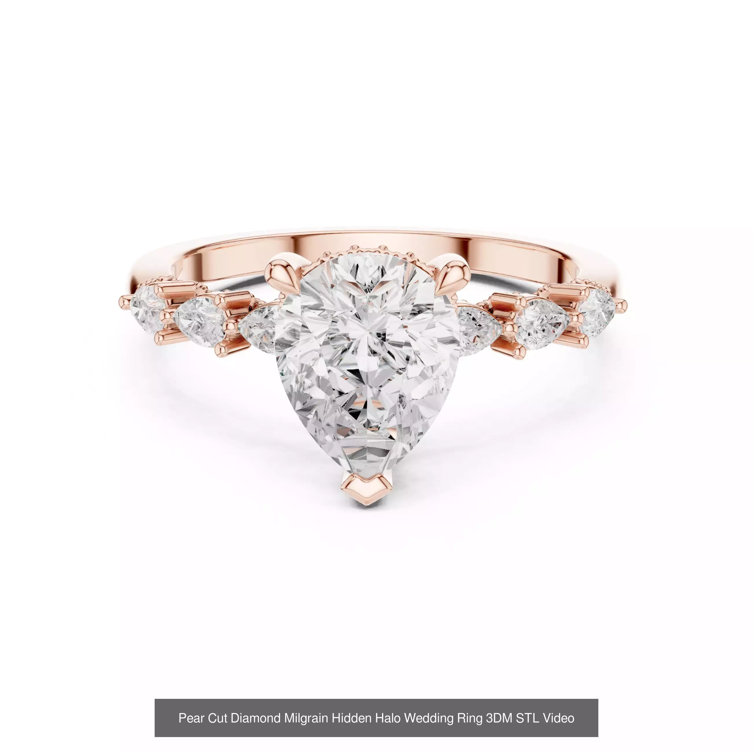 203 Hidden Halo or Diamond Rings 3DM STL OBJ FBX 3 Render Video 3D Model Collection_116