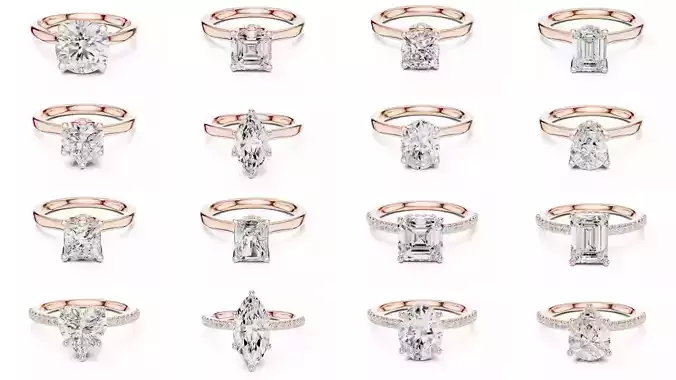 203 Hidden Halo or Diamond Rings 3DM STL OBJ FBX 3 Render Video 3D Model Collection