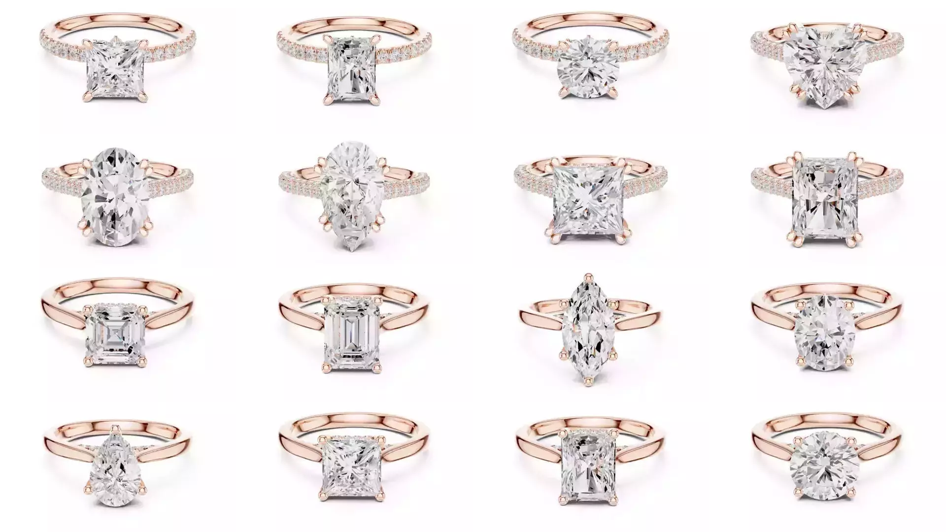 203 Hidden Halo or Diamond Rings 3DM STL OBJ FBX 3 Render Video 3D Model Collection_4