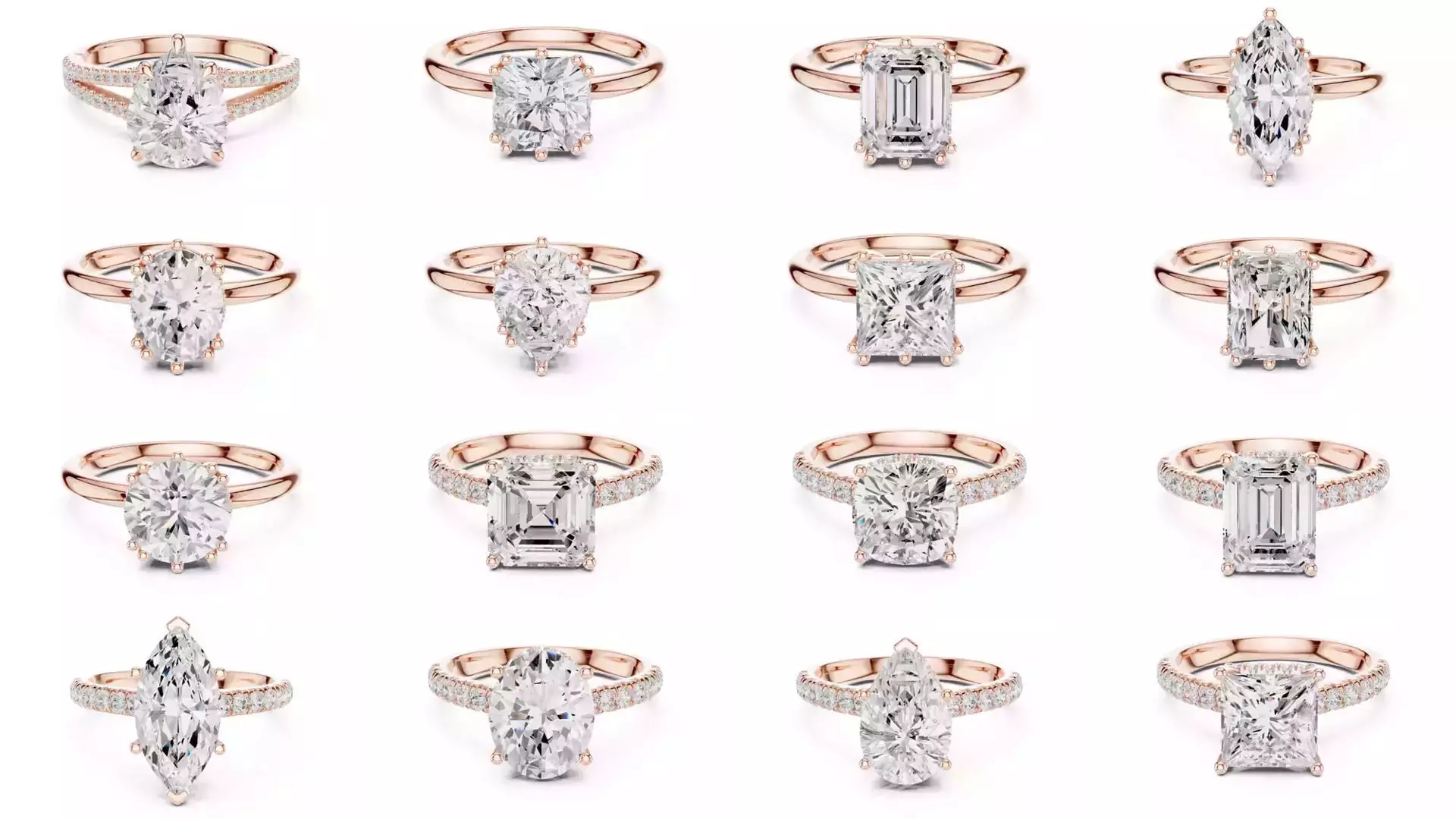 203 Hidden Halo or Diamond Rings 3DM STL OBJ FBX 3 Render Video 3D Model Collection_14