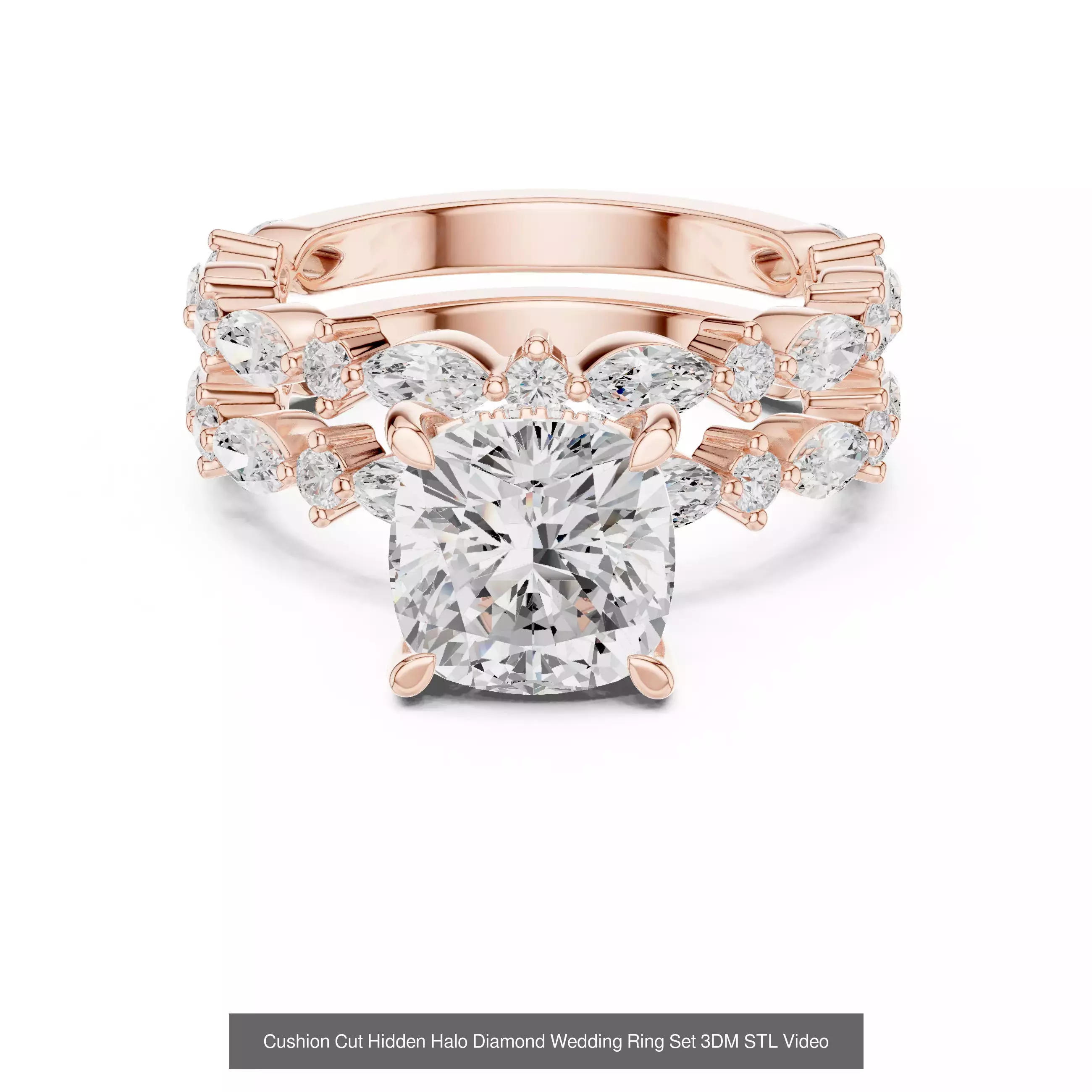 203 Hidden Halo or Diamond Rings 3DM STL OBJ FBX 3 Render Video 3D Model Collection_69