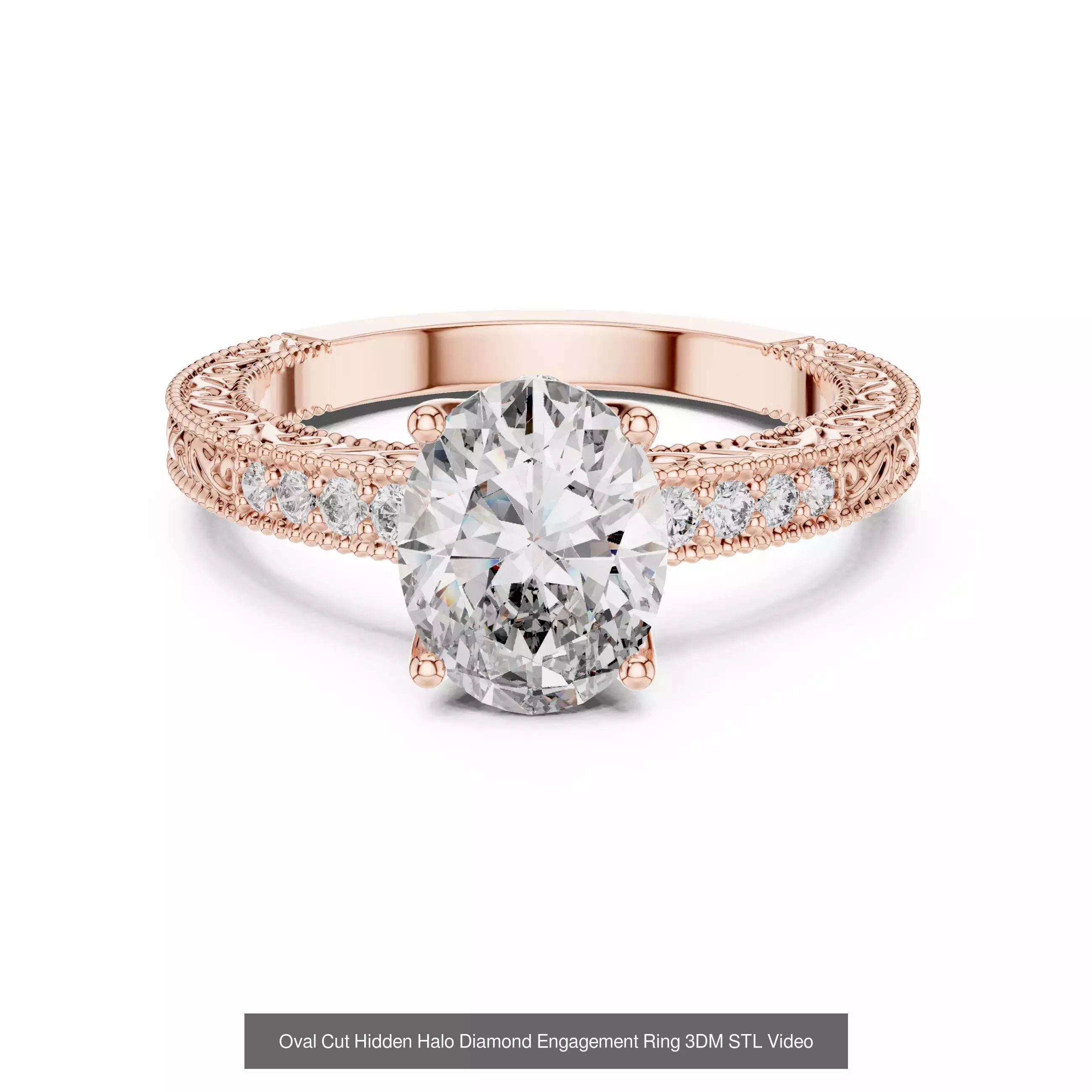 203 Hidden Halo or Diamond Rings 3DM STL OBJ FBX 3 Render Video 3D Model Collection_54