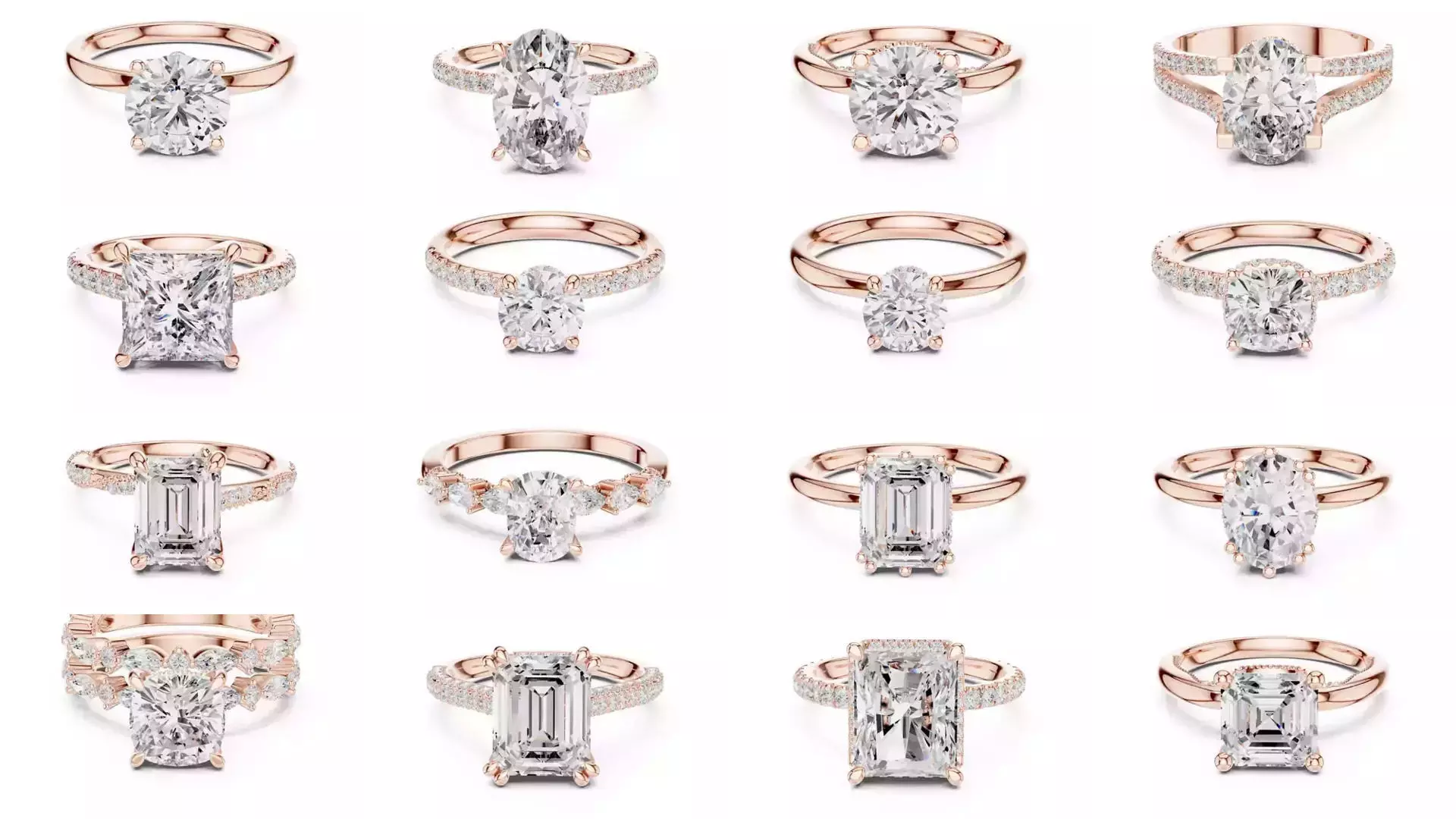 203 Hidden Halo or Diamond Rings 3DM STL OBJ FBX 3 Render Video 3D Model Collection_16