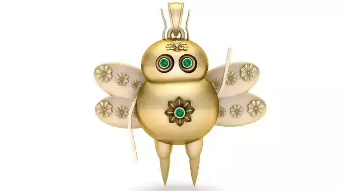 Golden Whimsical Bug Pendant 3D Printable Model