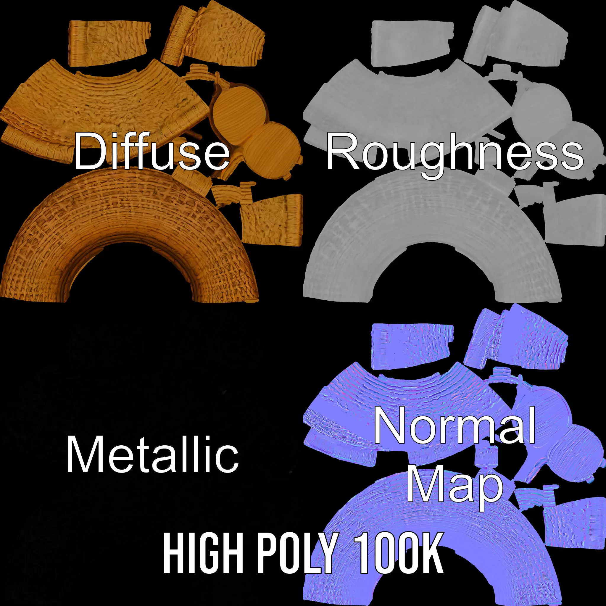 Natural Wicker Basket model pack Low-poly 3D model_3