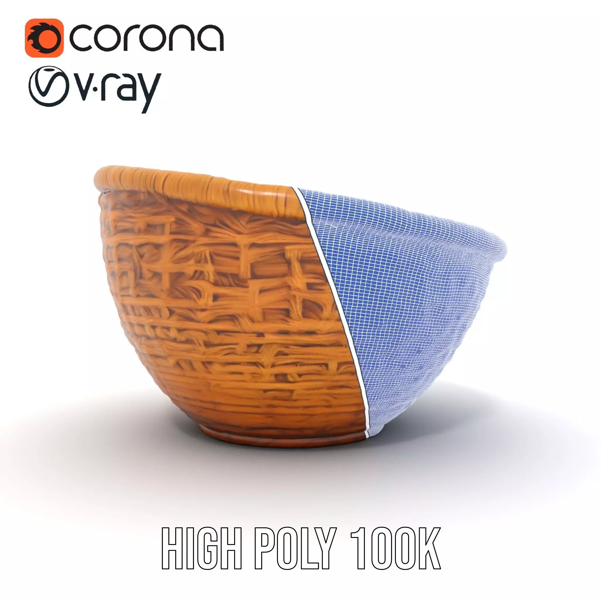 Natural Wicker Basket model pack Low-poly 3D model_31