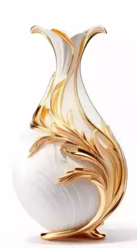 White and Gold Vase 3D Elegant Decorative Art Sculpture Low-poly 3D model