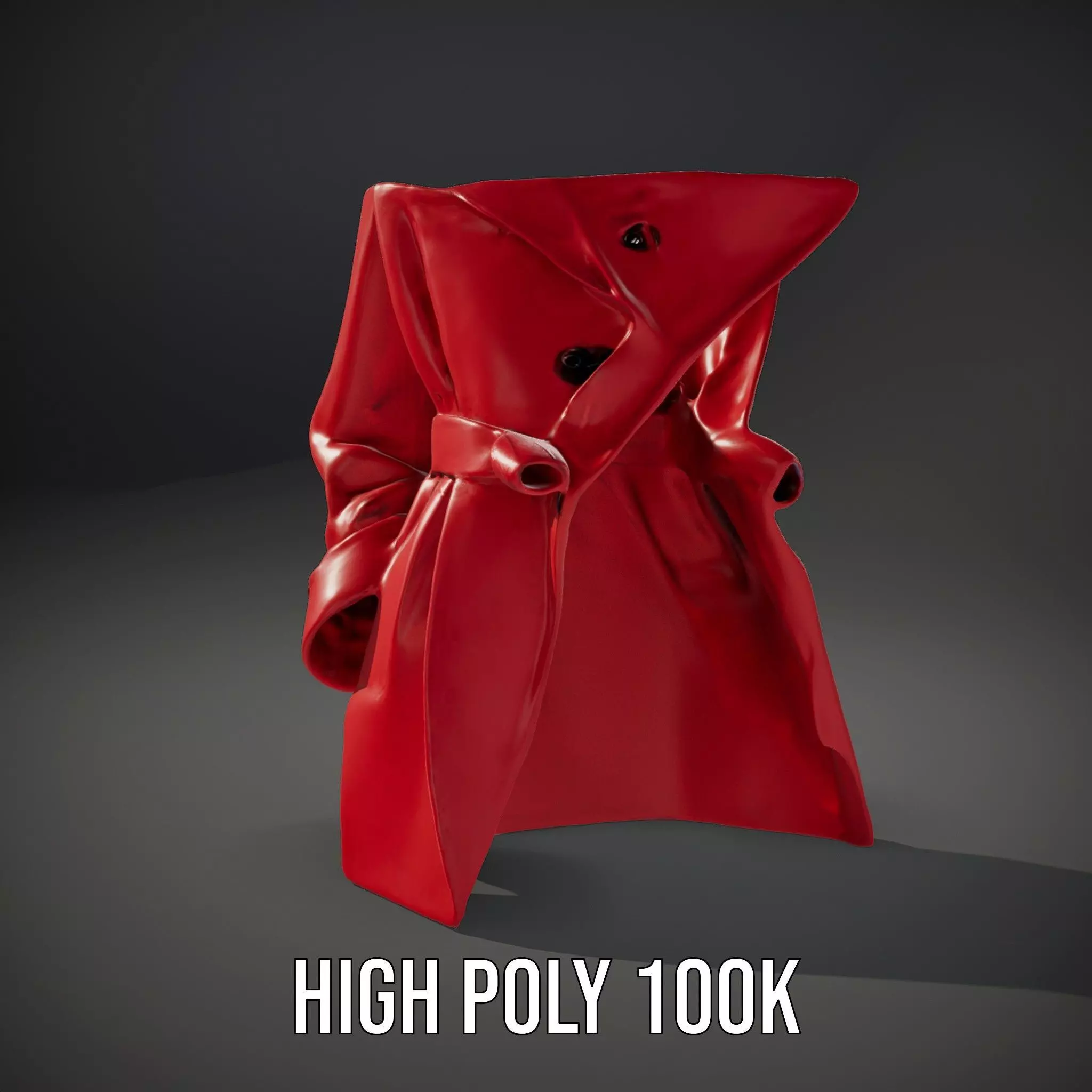 Vibrant Red Trench Coat model pack Low-poly 3D model_8