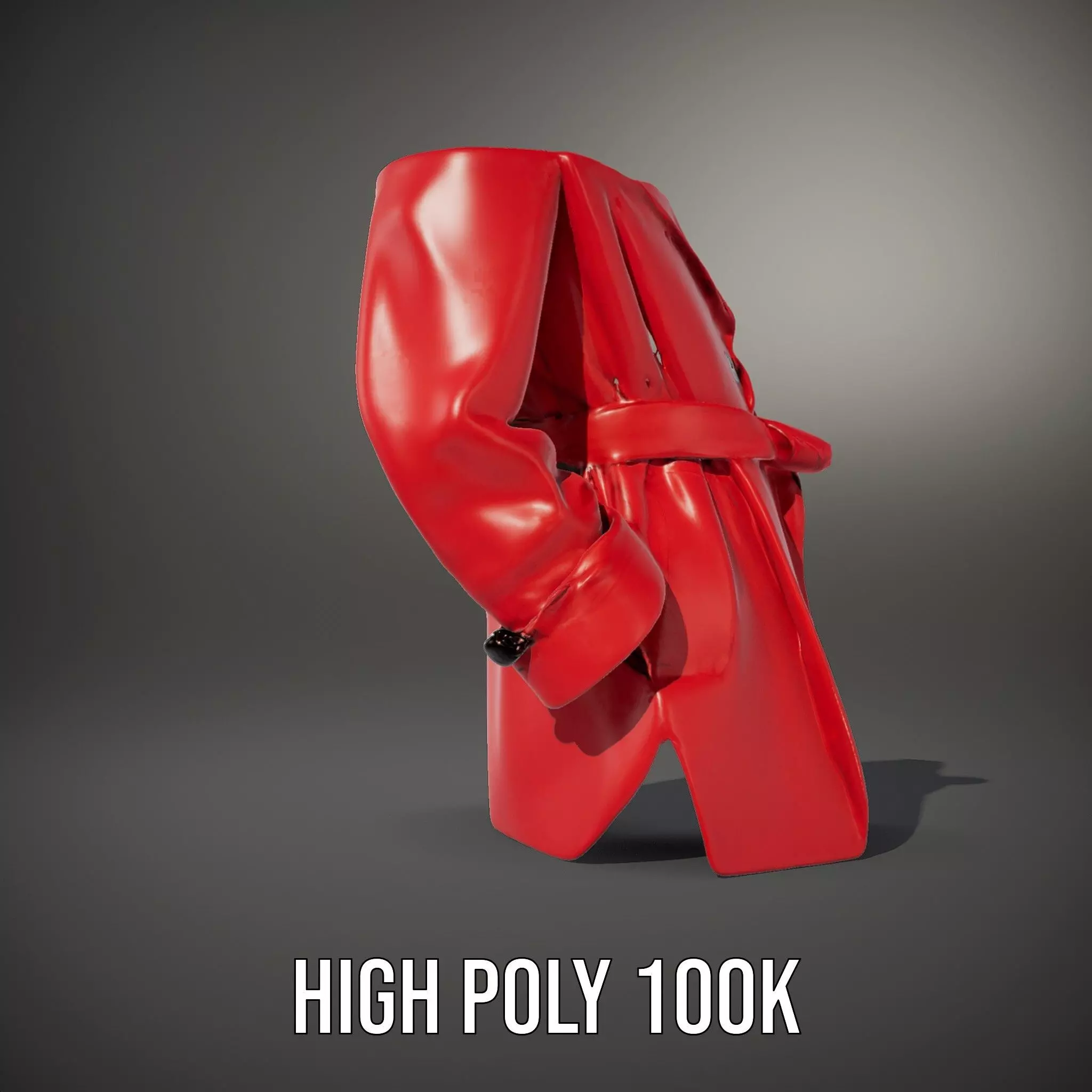 Vibrant Red Trench Coat model pack Low-poly 3D model_12