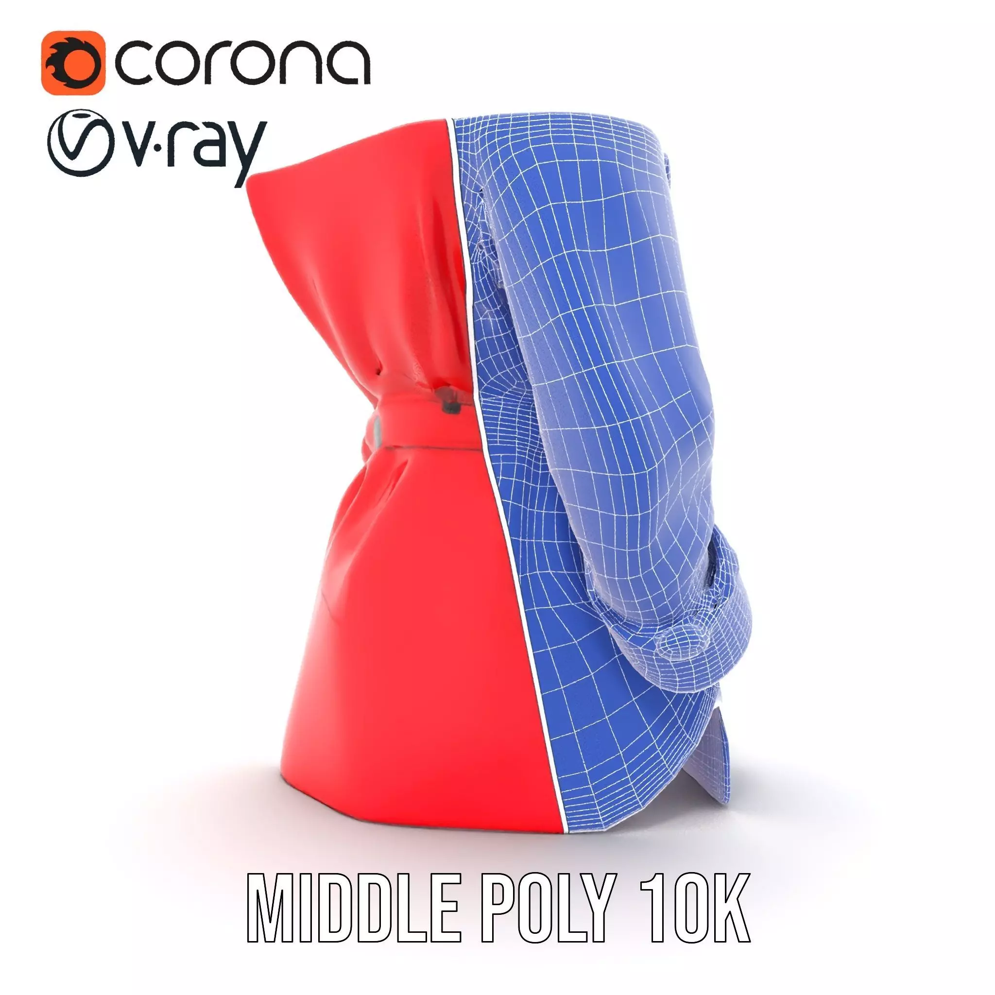 Vibrant Red Trench Coat model pack Low-poly 3D model_29