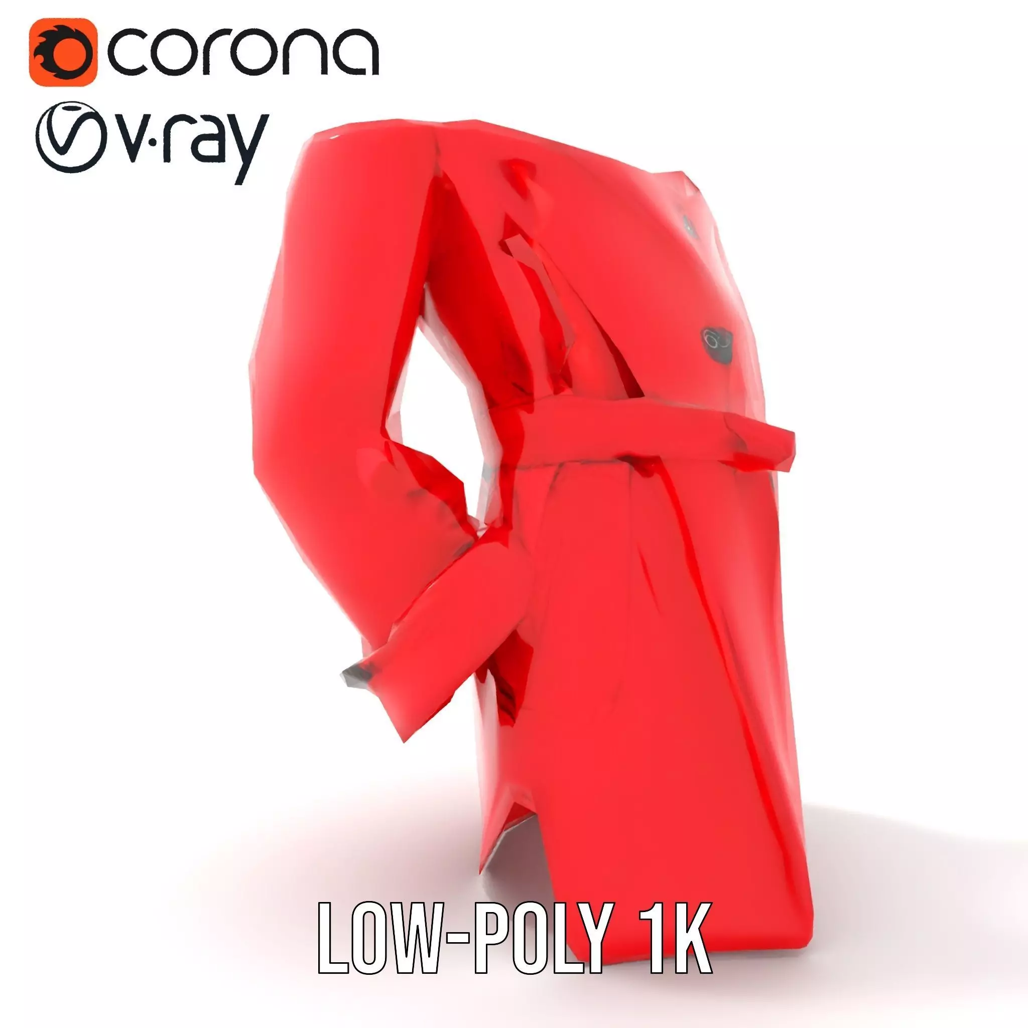 Vibrant Red Trench Coat model pack Low-poly 3D model_9