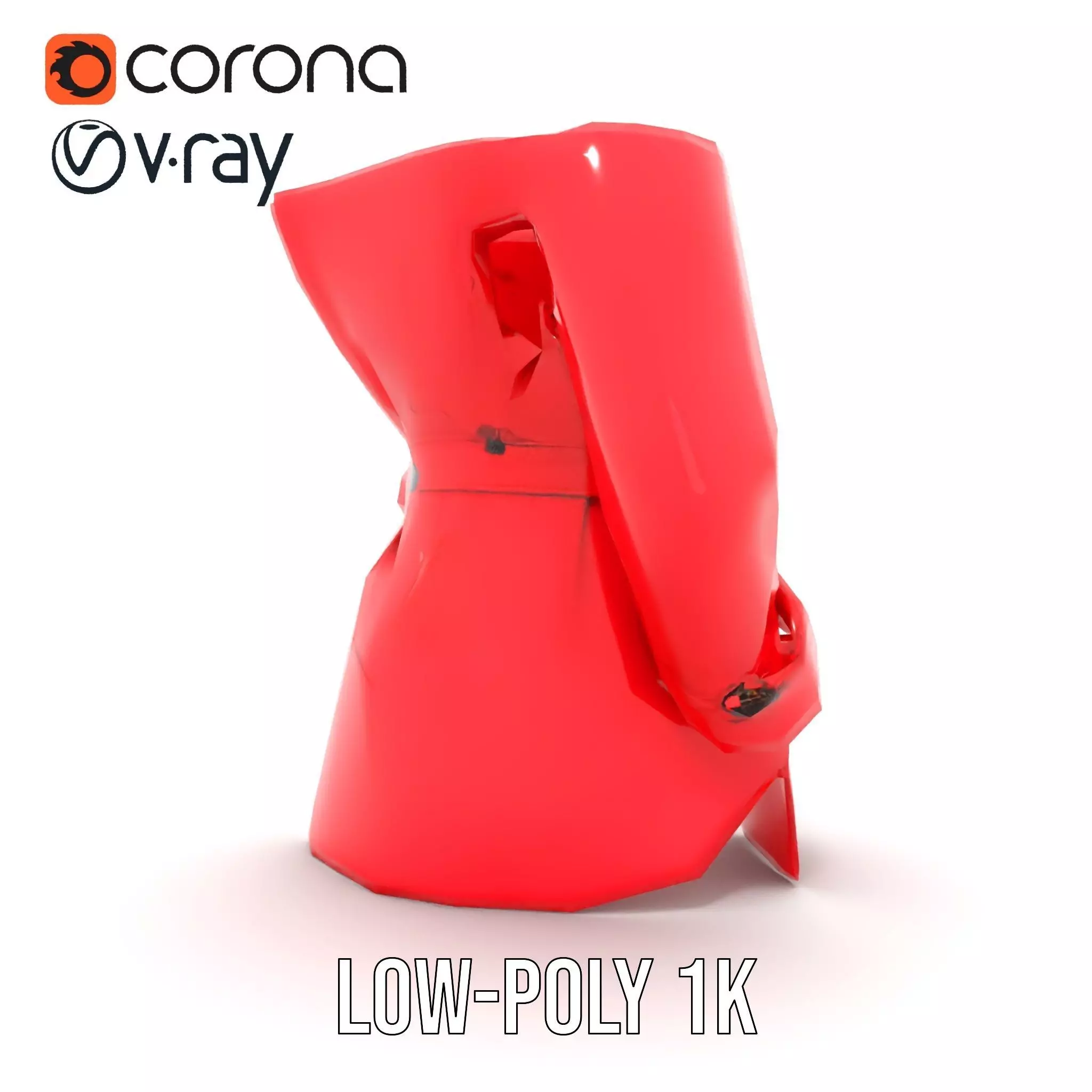 Vibrant Red Trench Coat model pack Low-poly 3D model_25