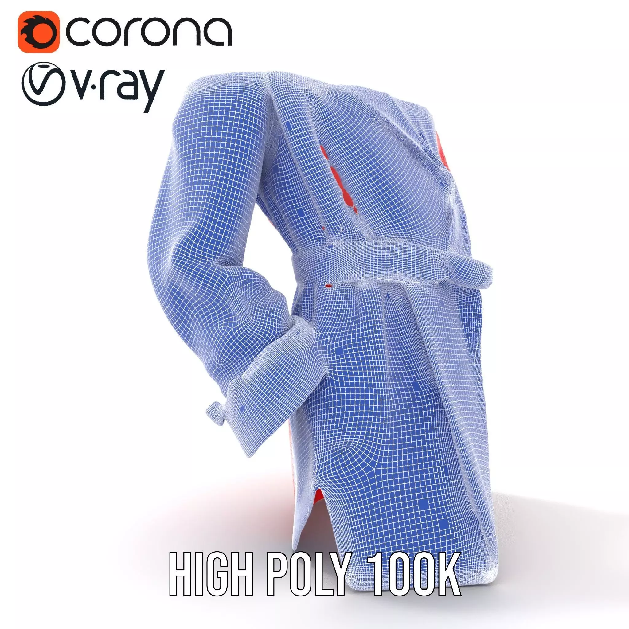 Vibrant Red Trench Coat model pack Low-poly 3D model_28