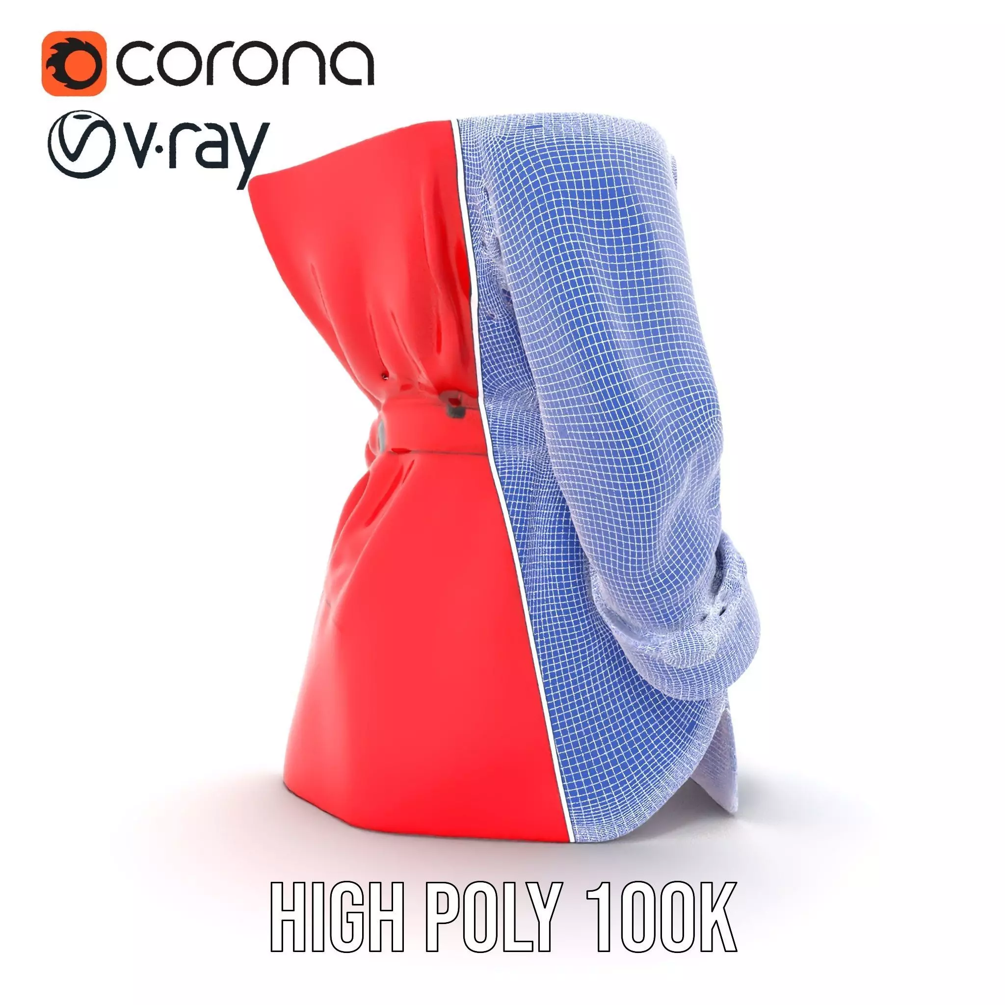 Vibrant Red Trench Coat model pack Low-poly 3D model_34