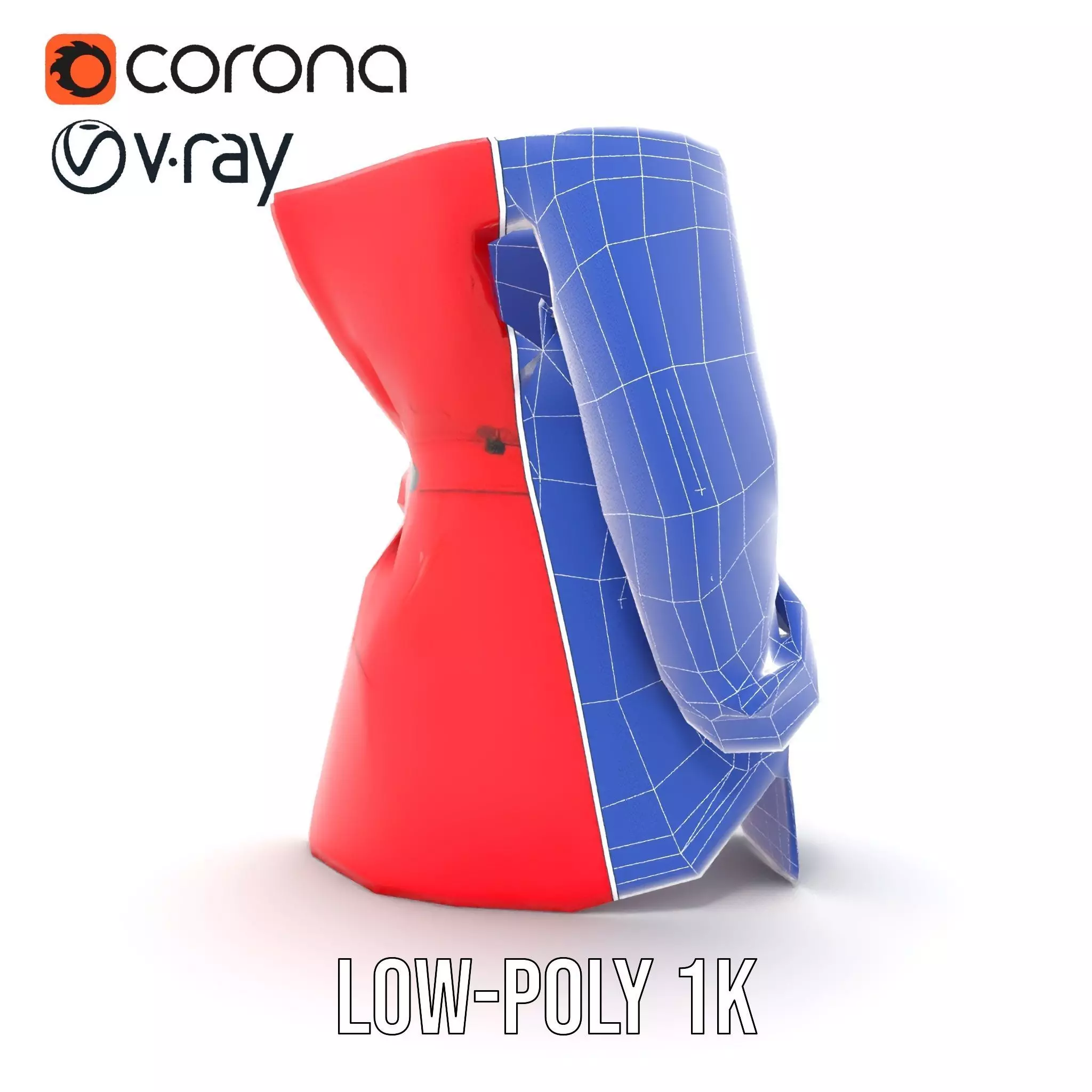Vibrant Red Trench Coat model pack Low-poly 3D model_17
