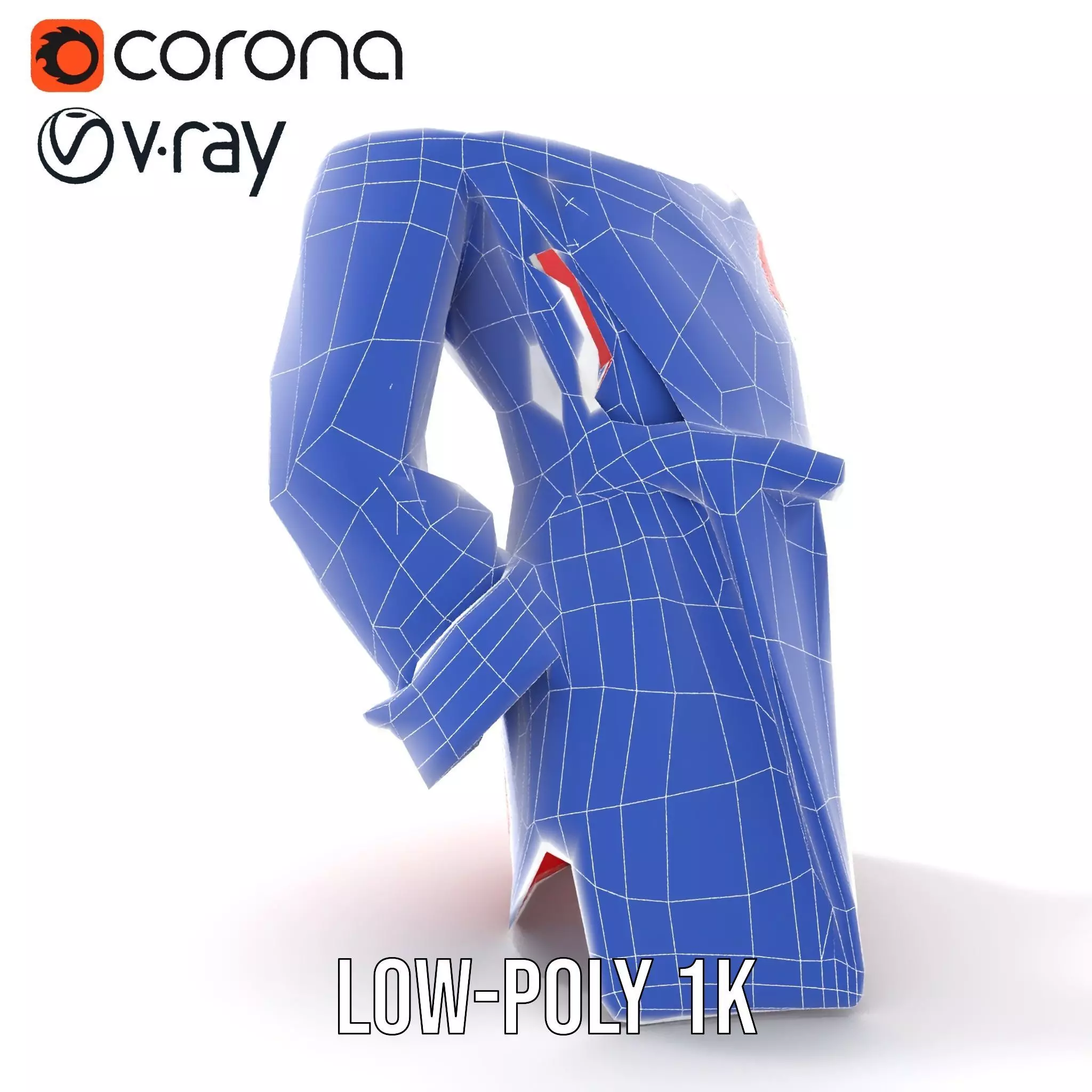 Vibrant Red Trench Coat model pack Low-poly 3D model_22
