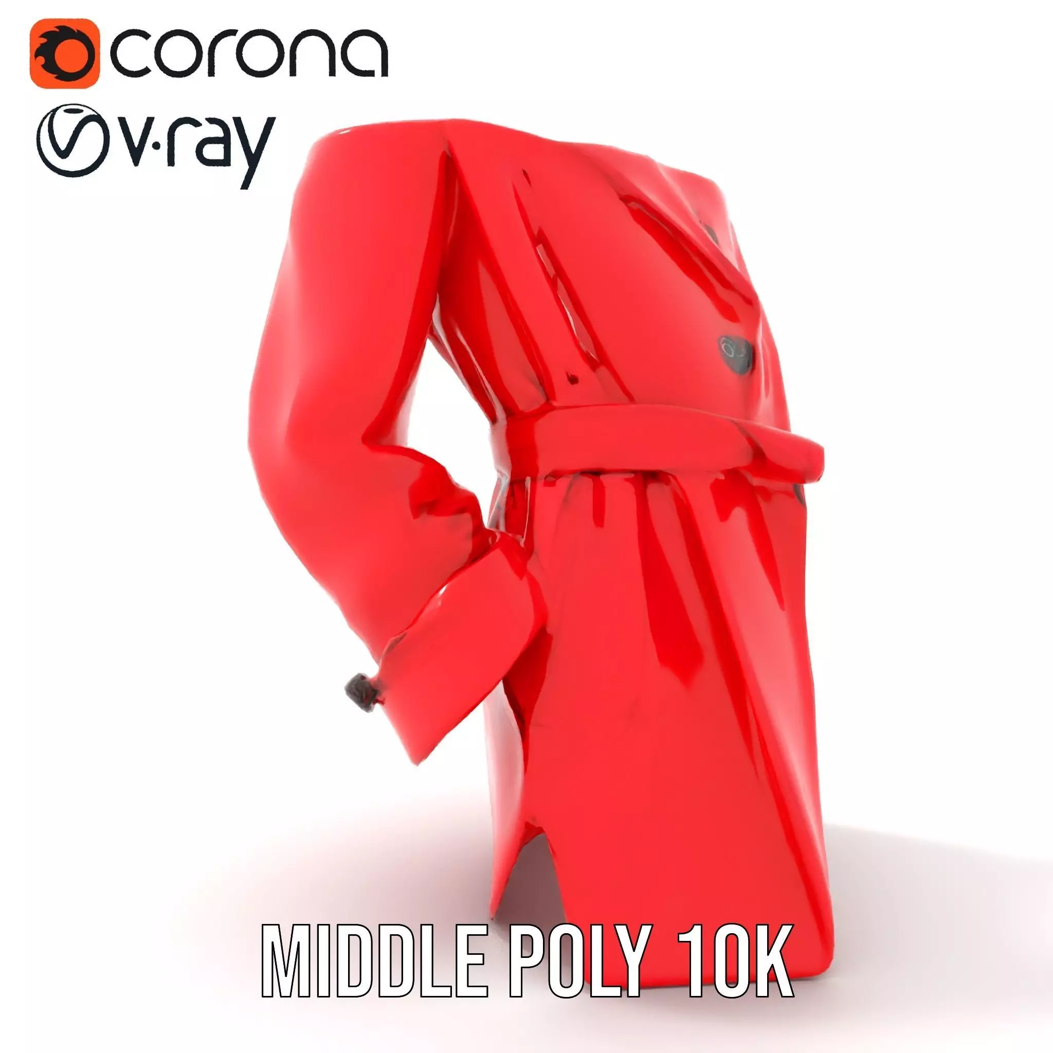 Vibrant Red Trench Coat model pack Low-poly 3D model_24