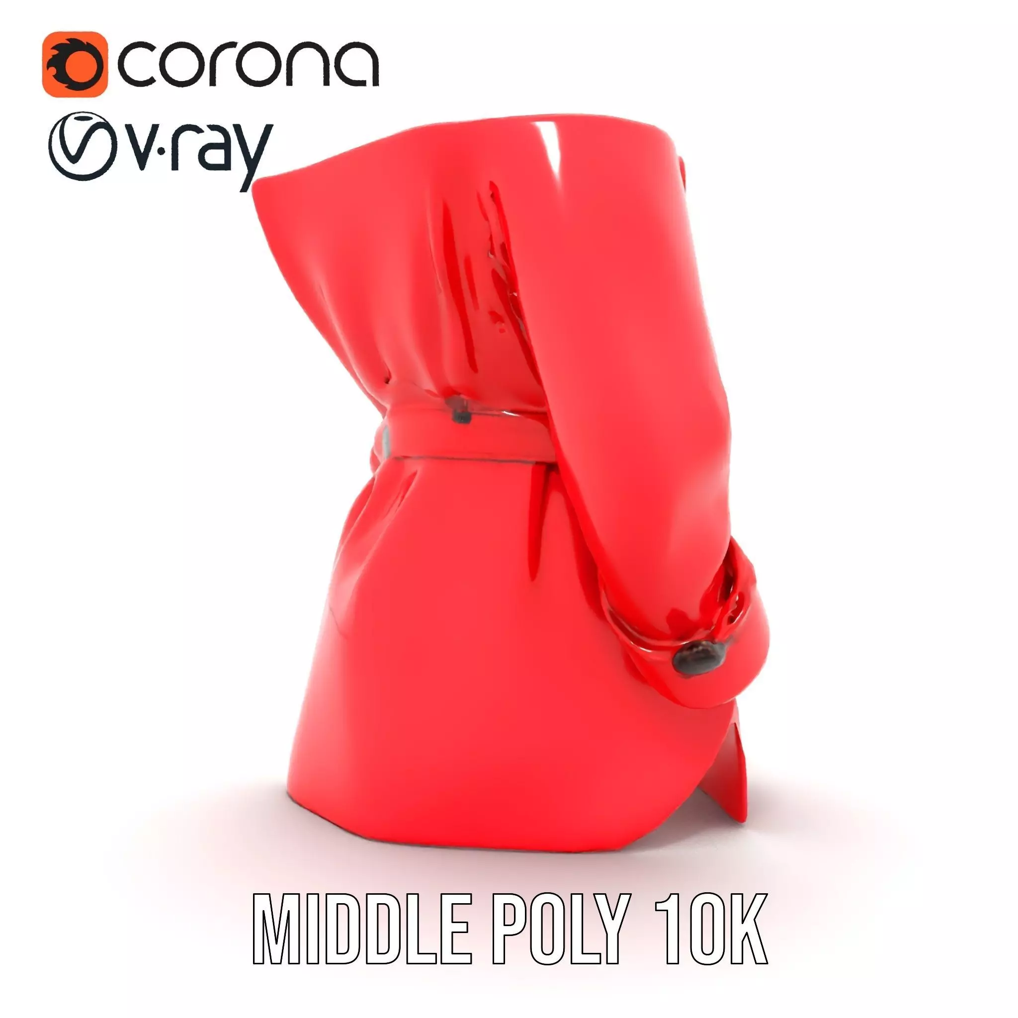 Vibrant Red Trench Coat model pack Low-poly 3D model_16
