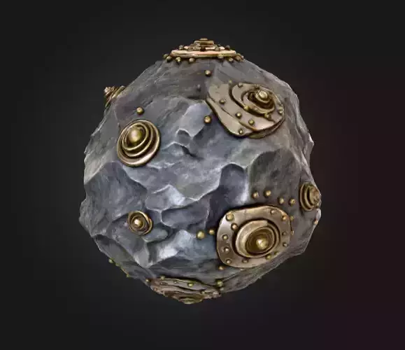 Steampunk Astro Rock Low-poly 3D model