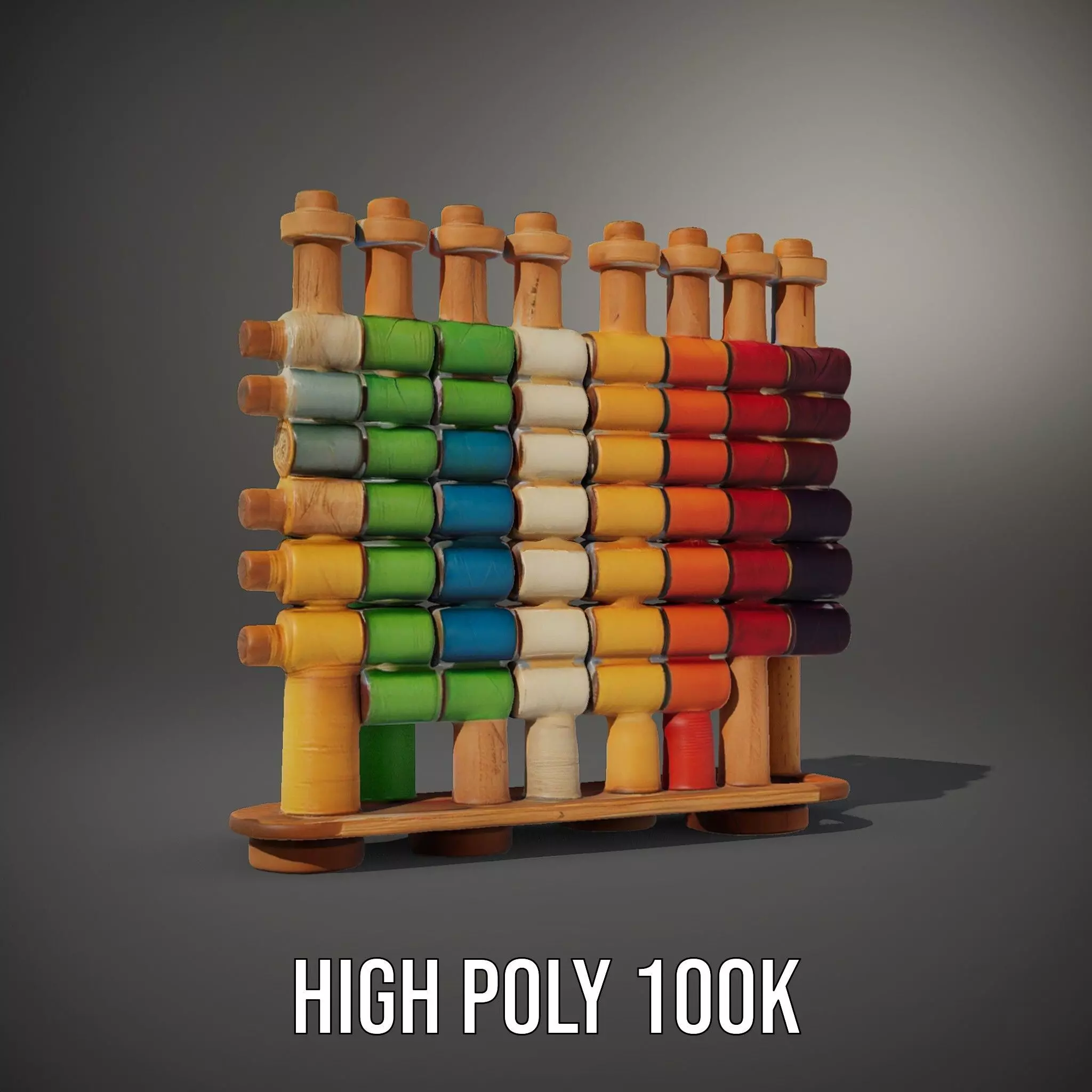 Colorful Thread Spools model pack Low-poly 3D model_8