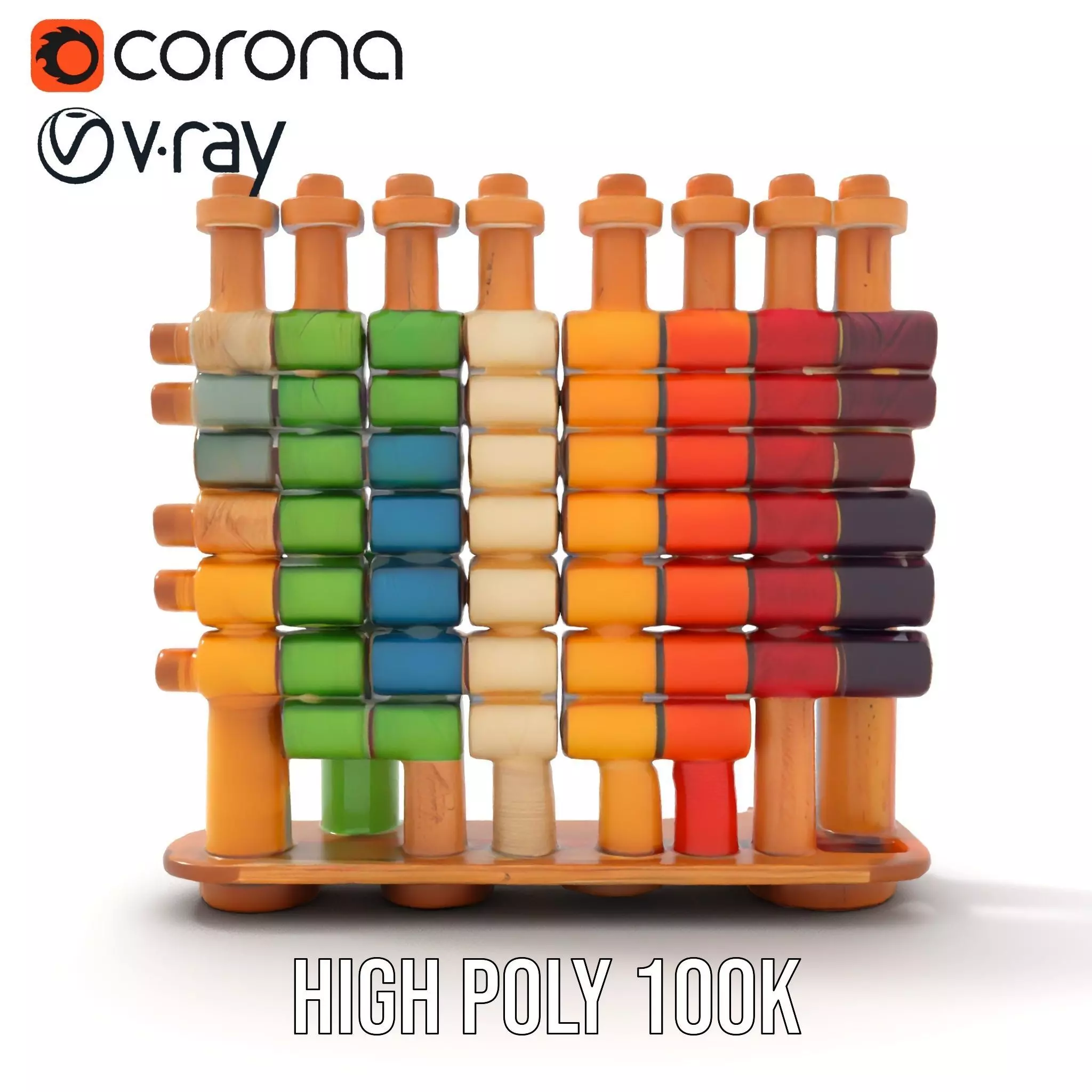 Colorful Thread Spools model pack Low-poly 3D model_32