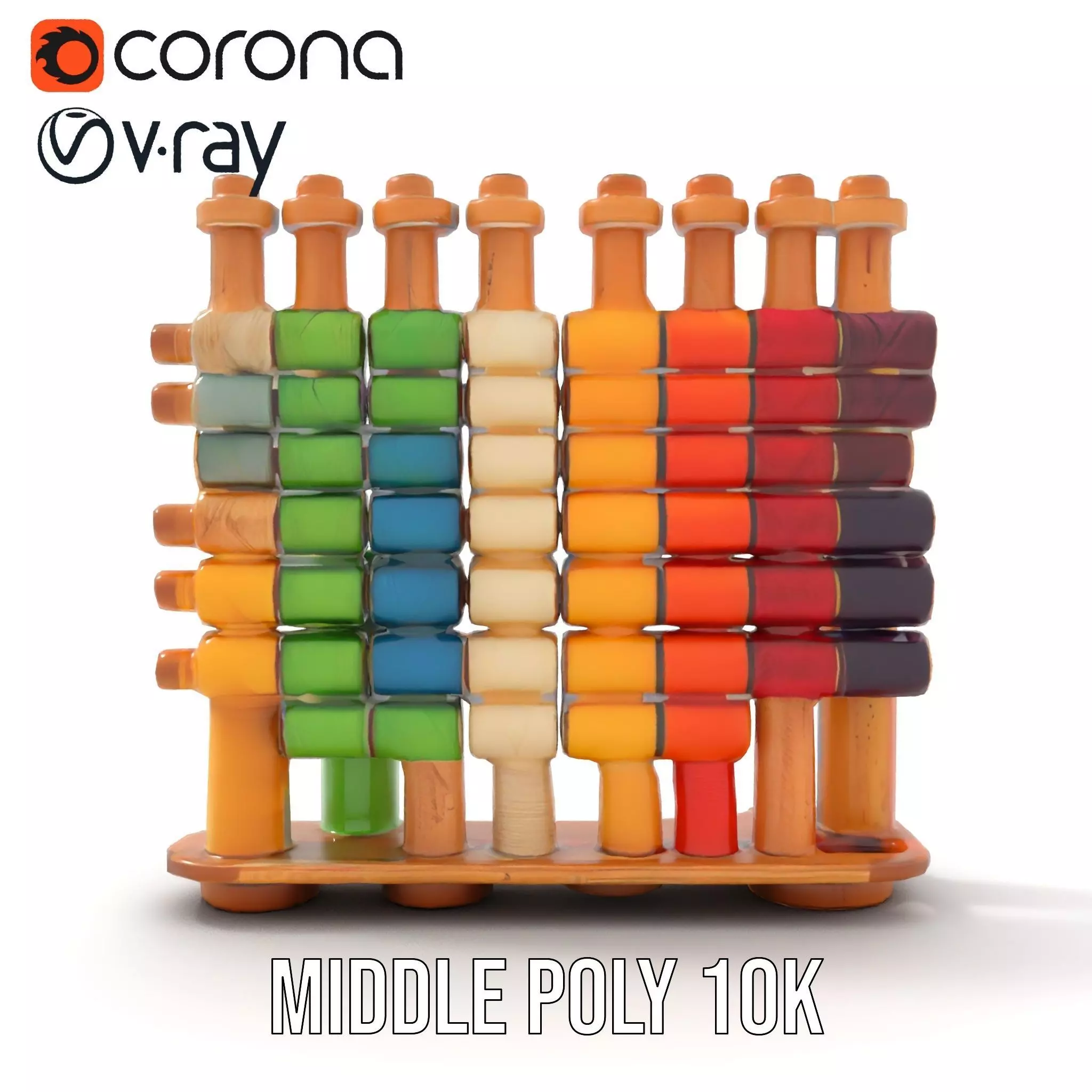 Colorful Thread Spools model pack Low-poly 3D model_11