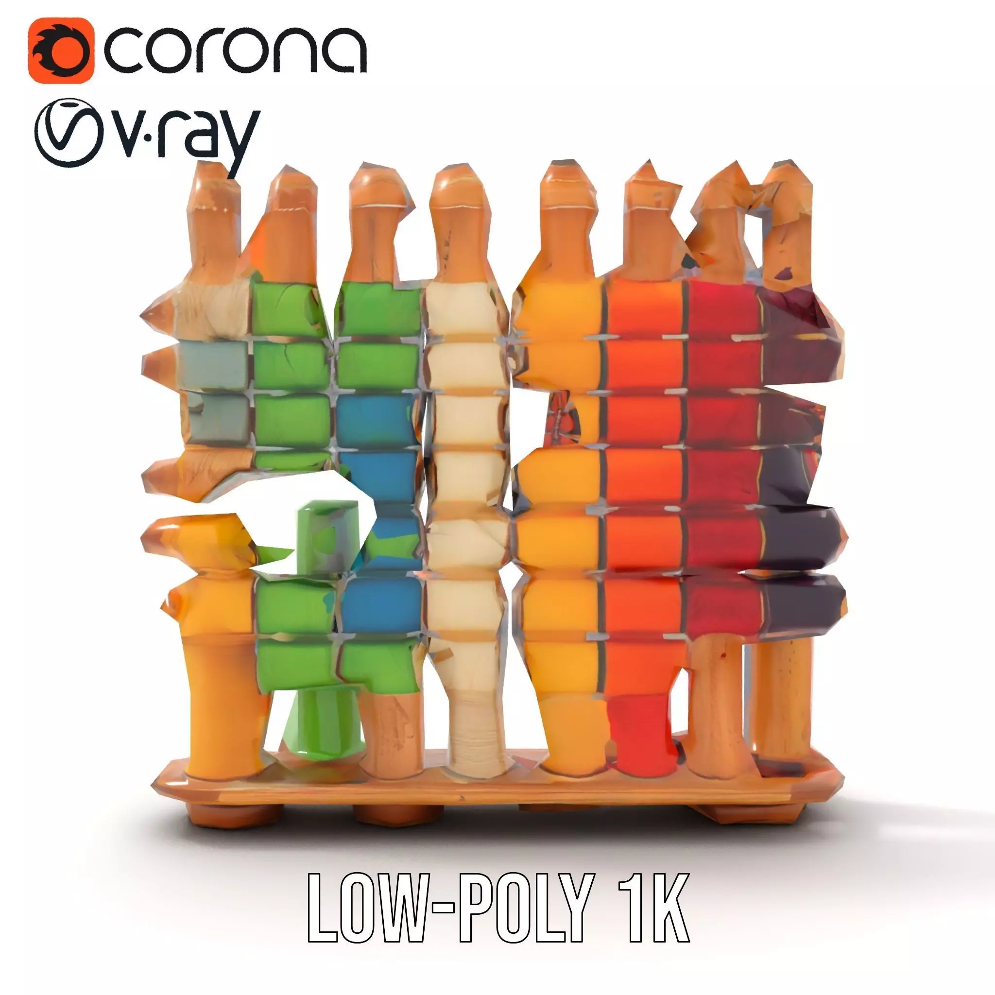 Colorful Thread Spools model pack Low-poly 3D model_9