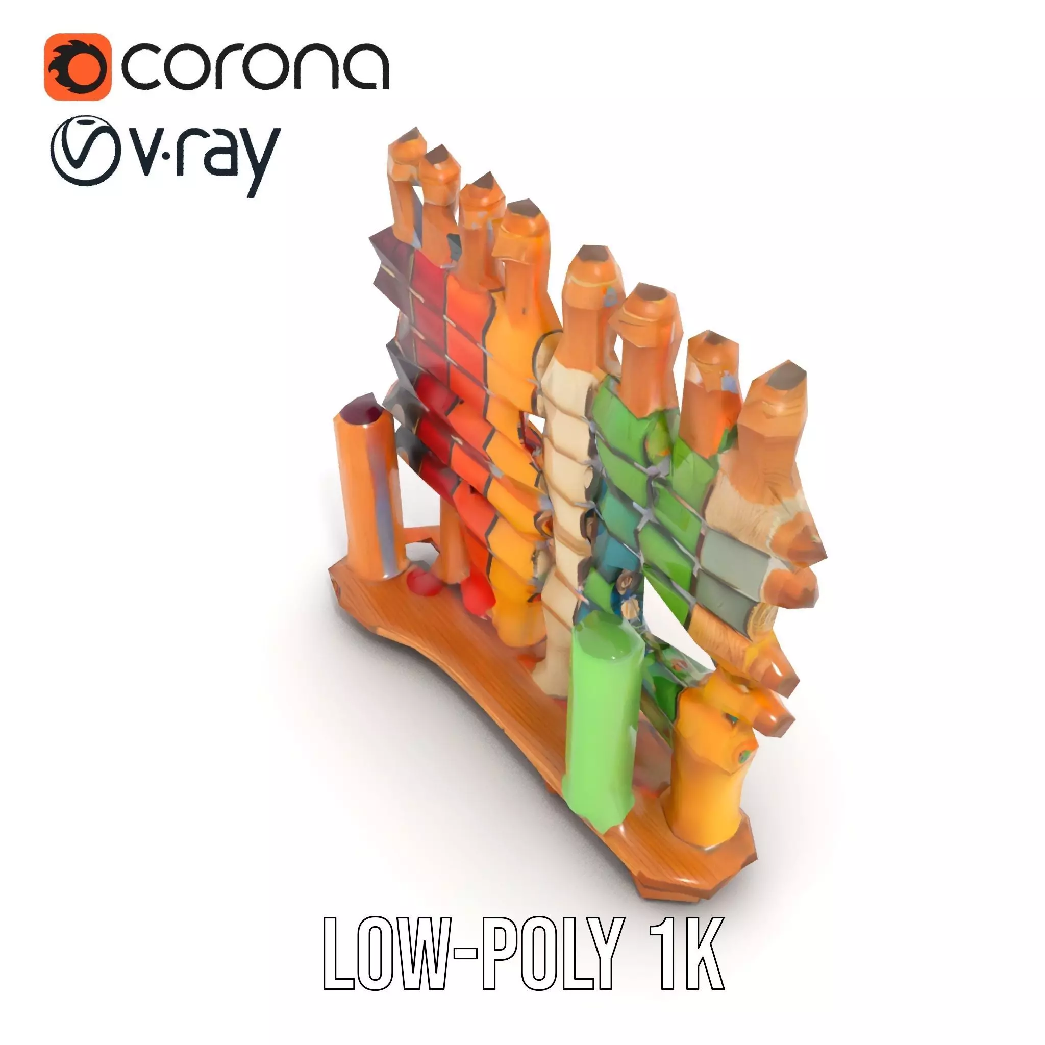 Colorful Thread Spools model pack Low-poly 3D model_14