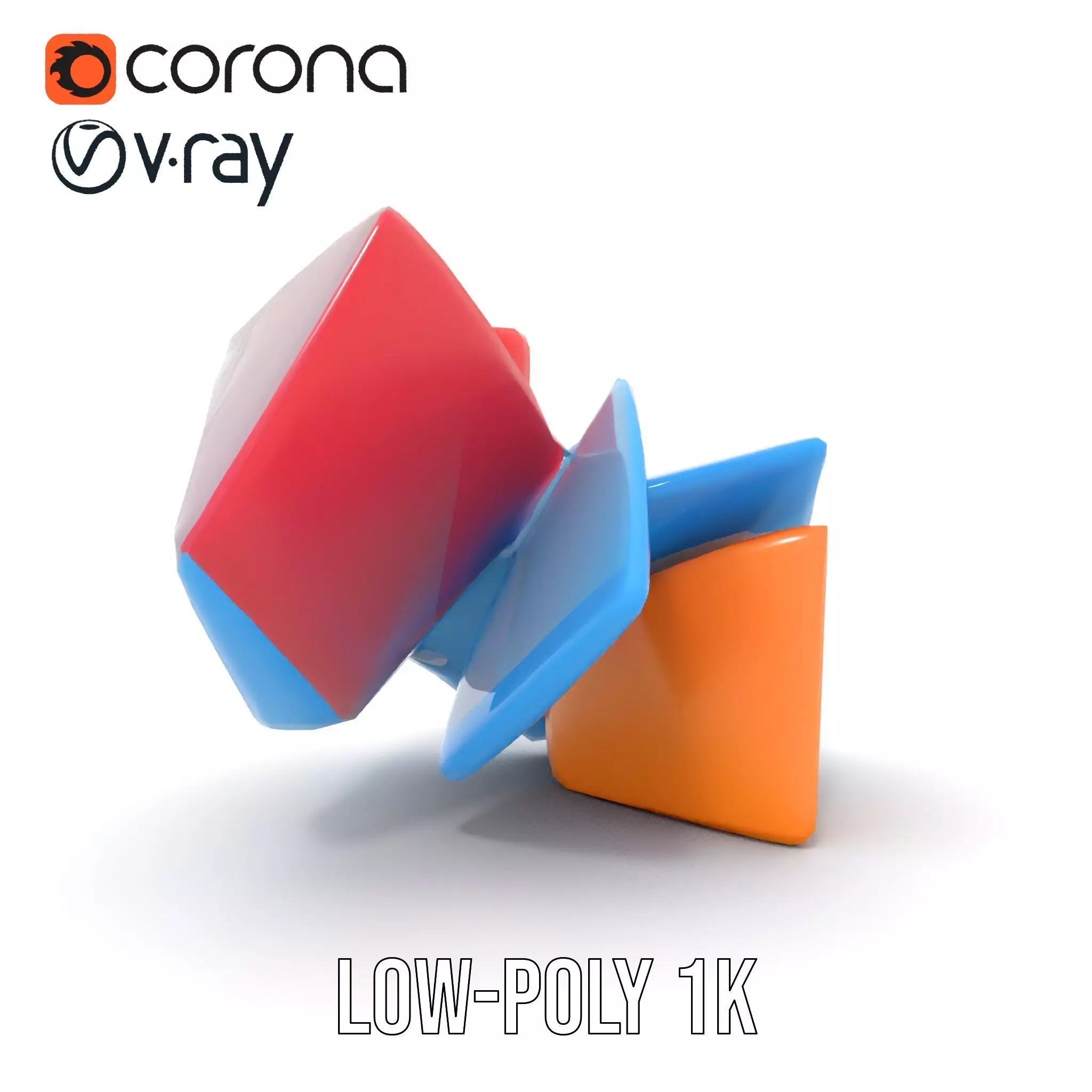 Vivid Geometric Shapes model pack Low-poly 3D model_19