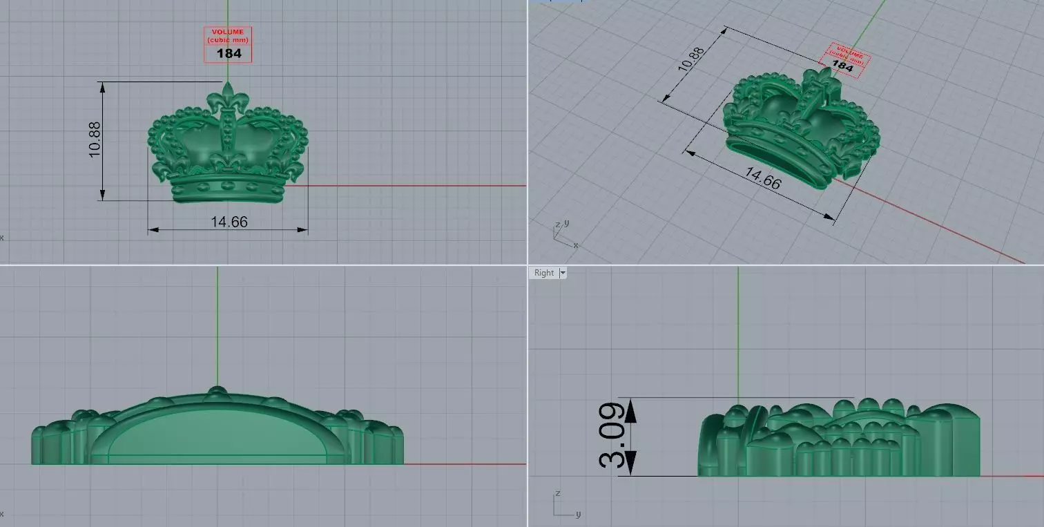 Golden royal crown of a king 3D print model_3