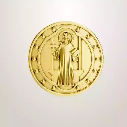 St Benedict Medal Pendant Religious Carved Coin