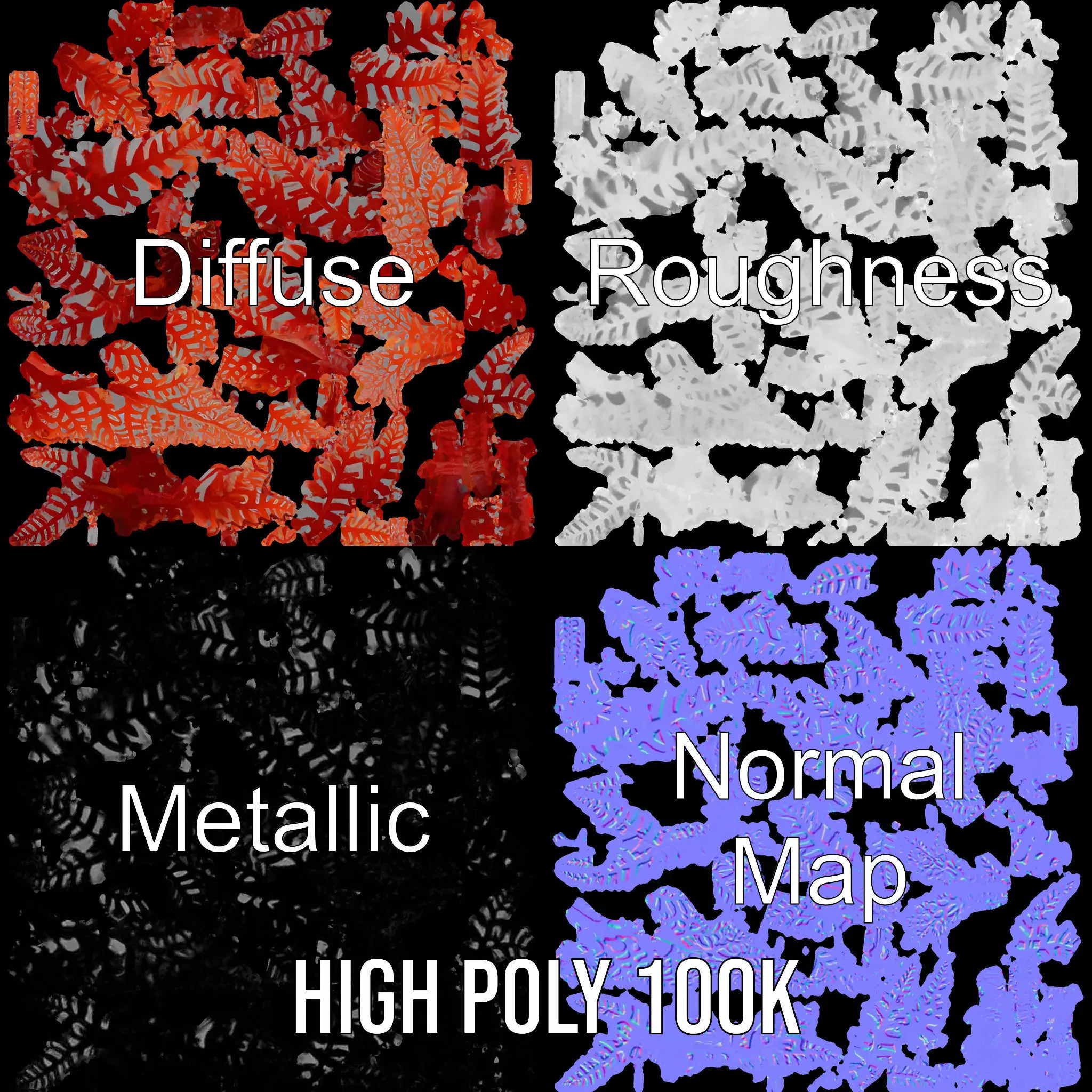 Red Fern model pack Low-poly 3D model_3