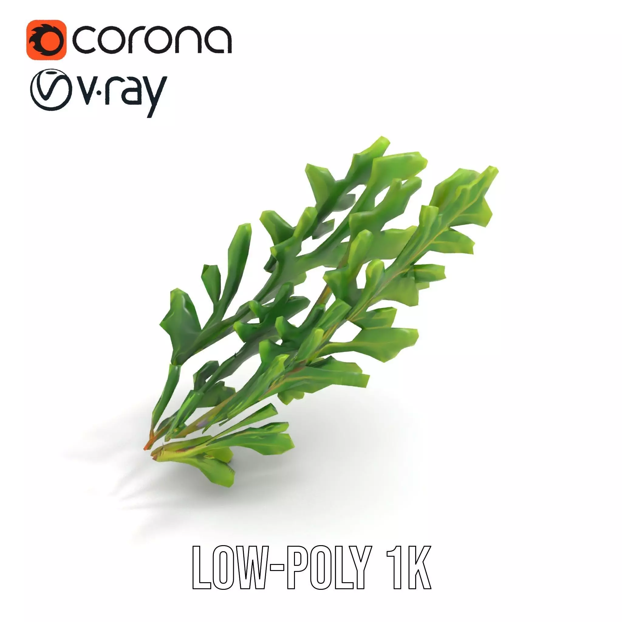 Green Oak Leaf model pack Low-poly 3D model_12