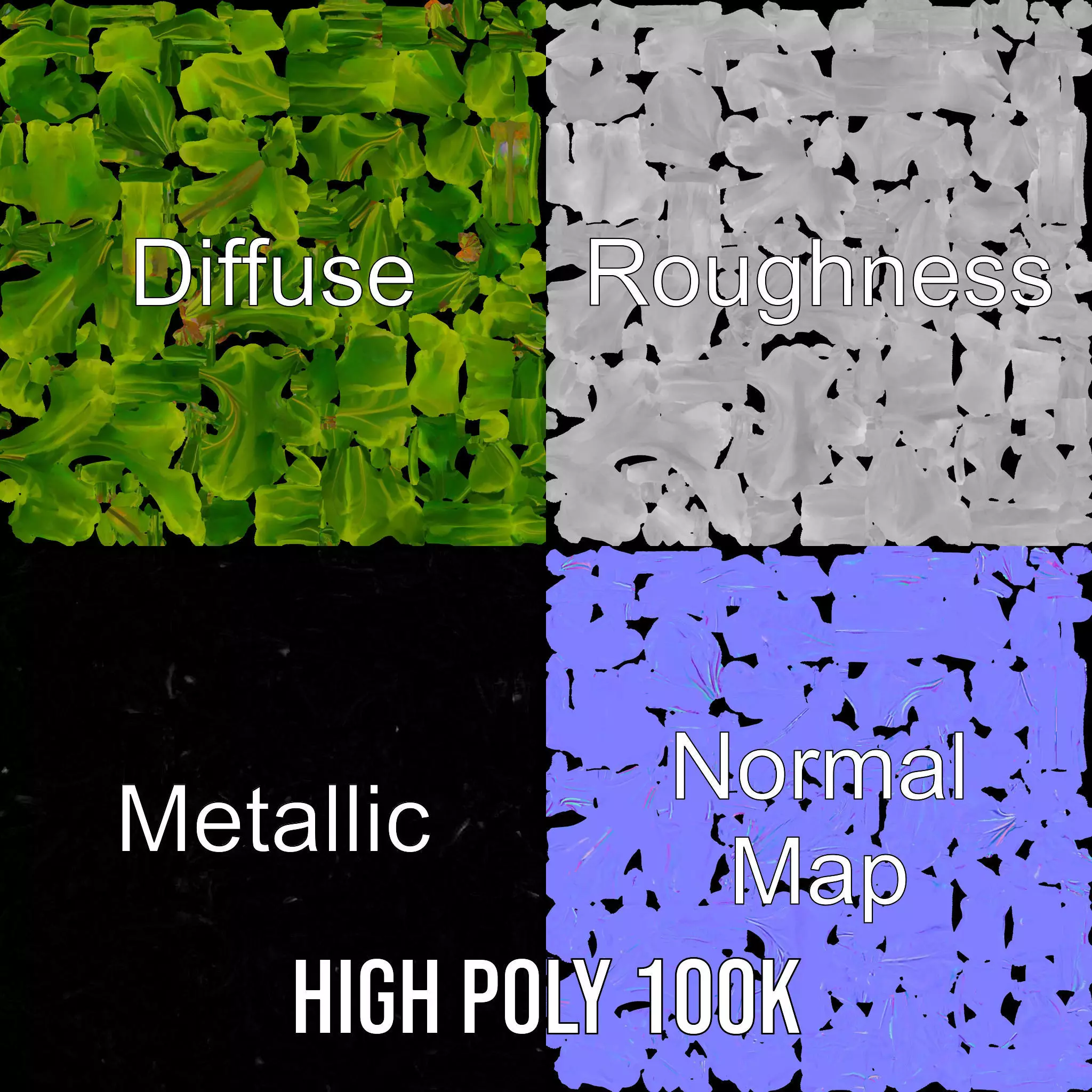 Green Oak Leaf model pack Low-poly 3D model_3