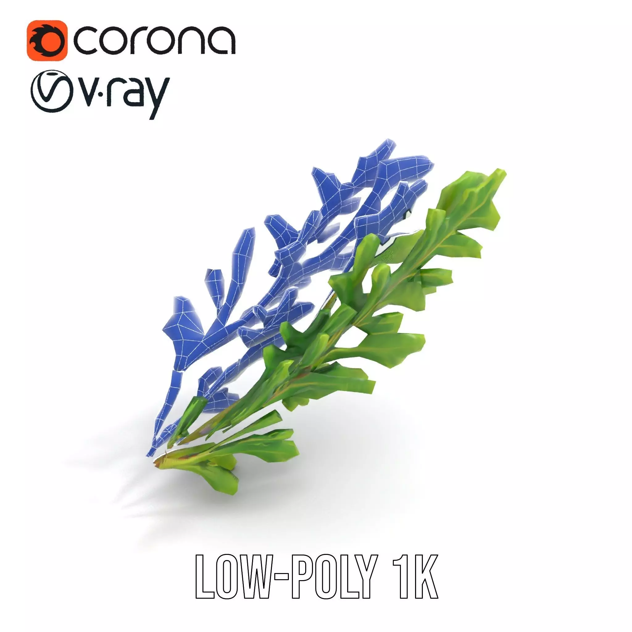 Green Oak Leaf model pack Low-poly 3D model_31