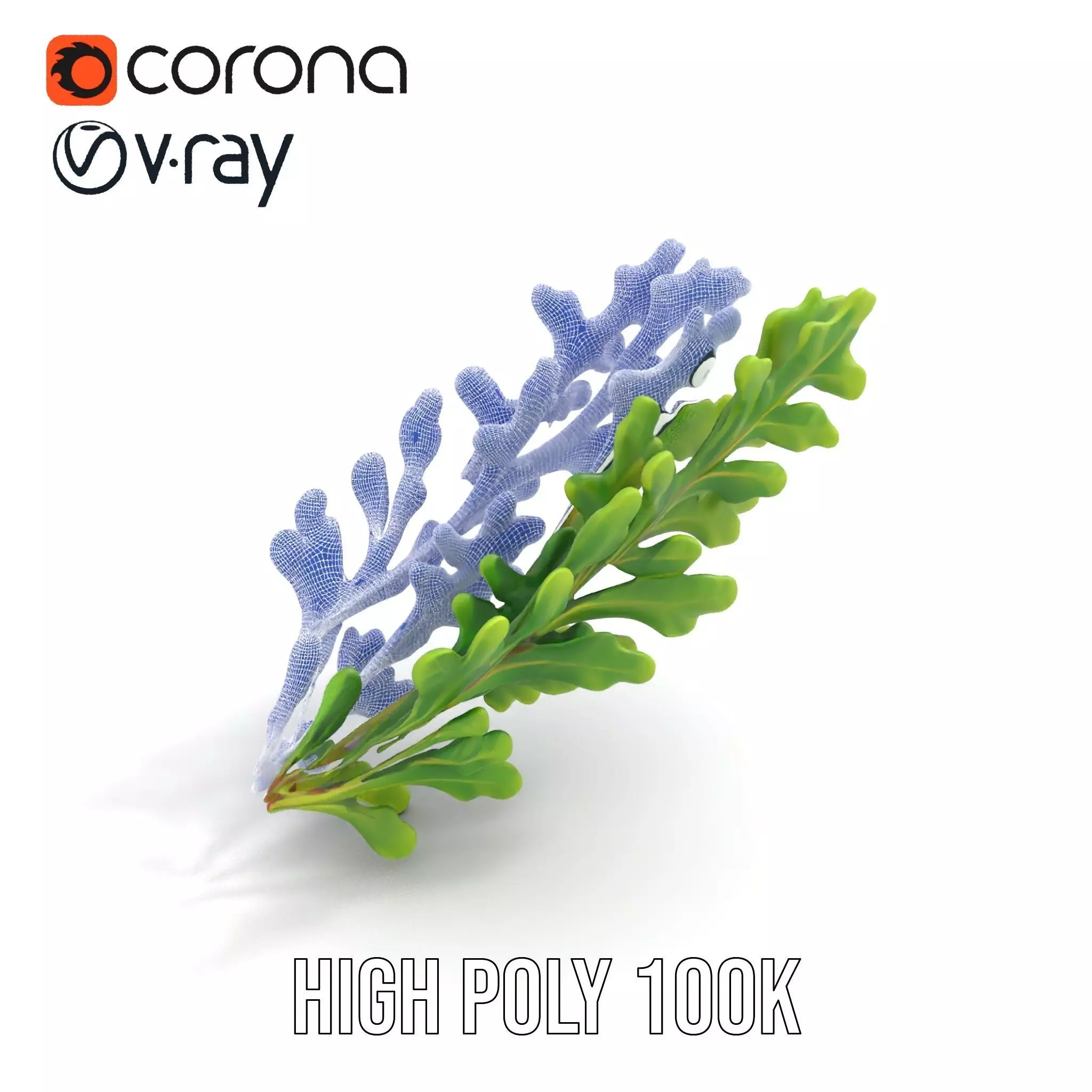 Green Oak Leaf model pack Low-poly 3D model_33