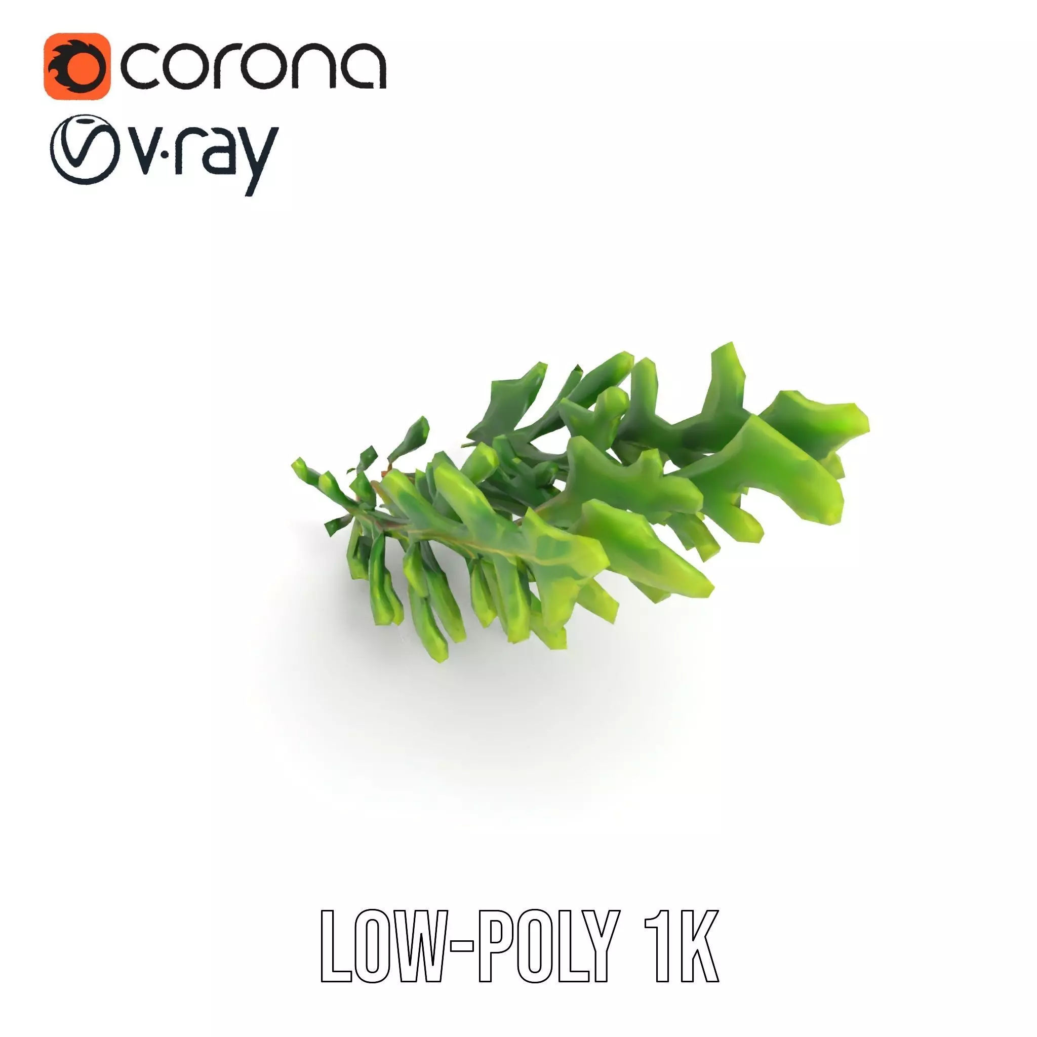 Green Oak Leaf model pack Low-poly 3D model_9