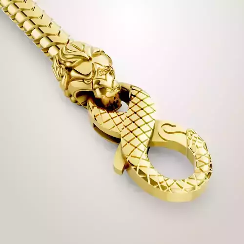 Mens Bracelet Lion Head with snake