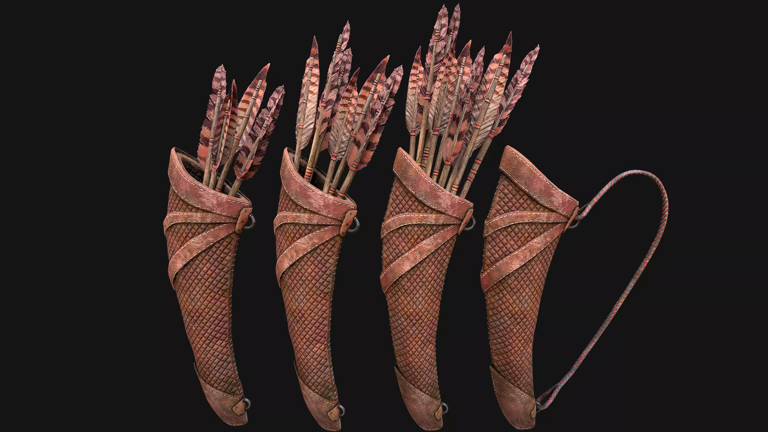 Arrow Crossbow Bolt Quiver Medieval Knights Equipment Low-poly 3D model_3