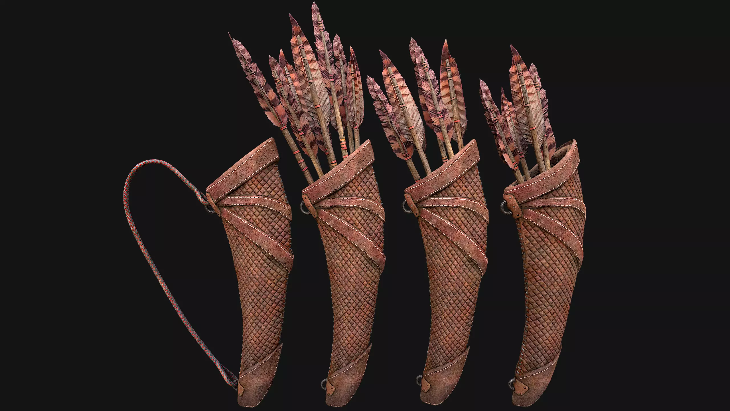 Arrow Crossbow Bolt Quiver Medieval Knights Equipment Low-poly 3D model_2