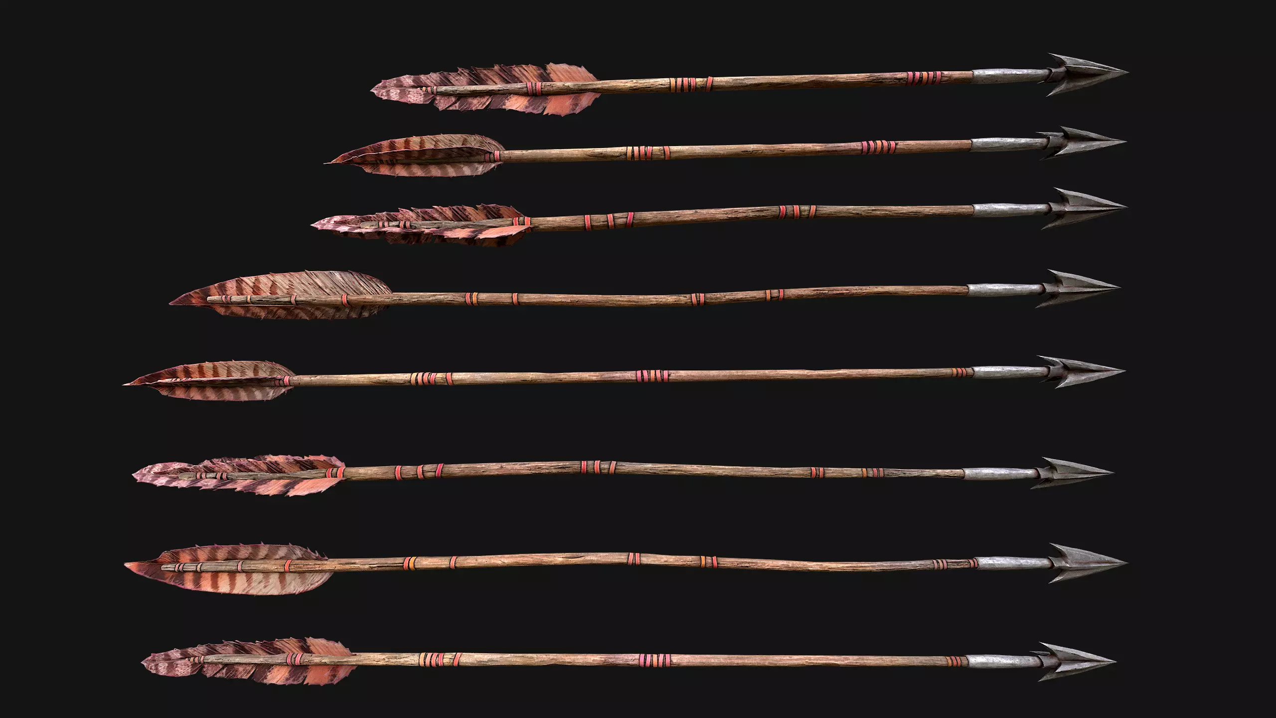 Arrow Crossbow Bolt Quiver Medieval Knights Equipment Low-poly 3D model_4