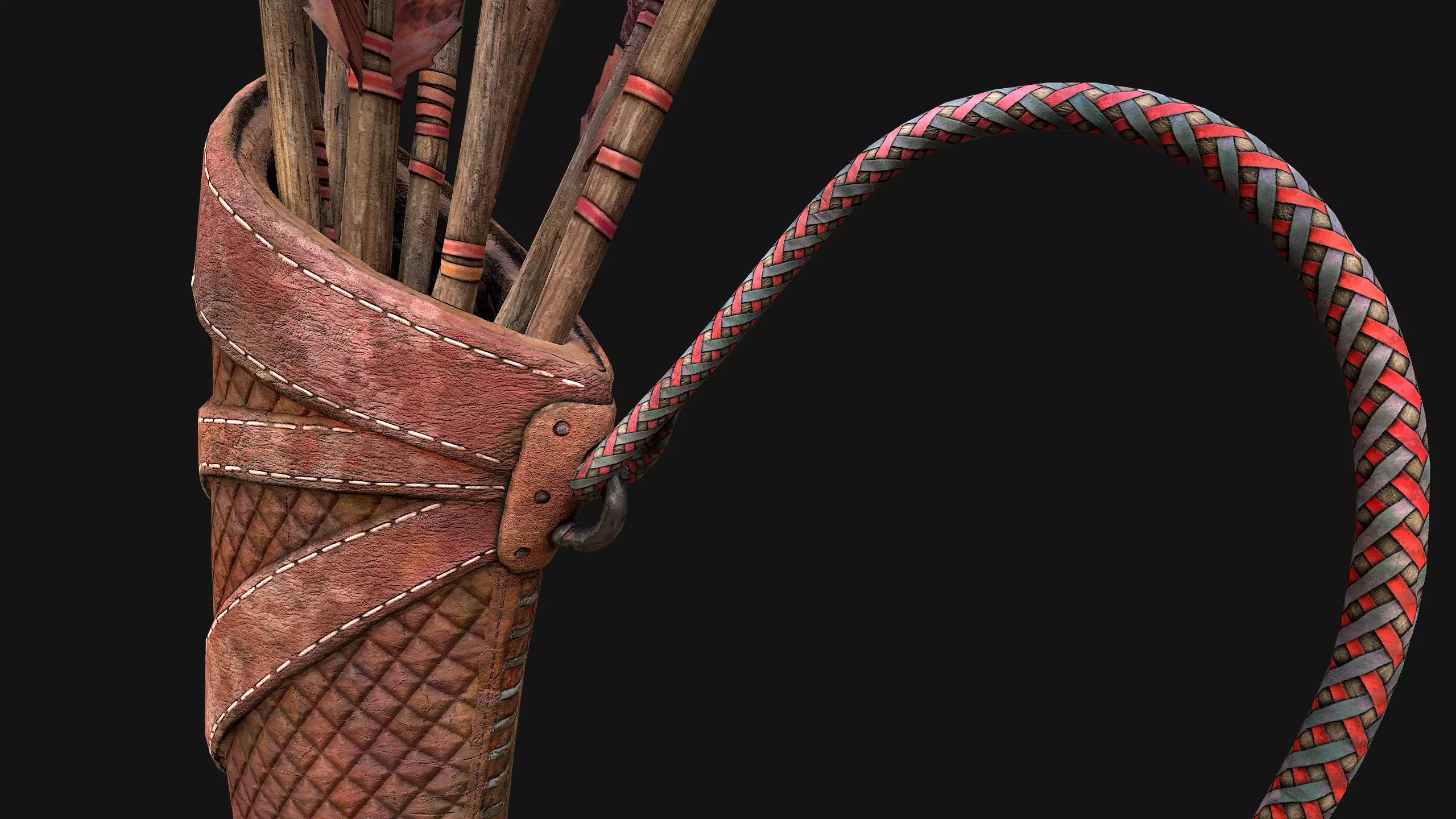 Arrow Crossbow Bolt Quiver Medieval Knights Equipment Low-poly 3D model_21