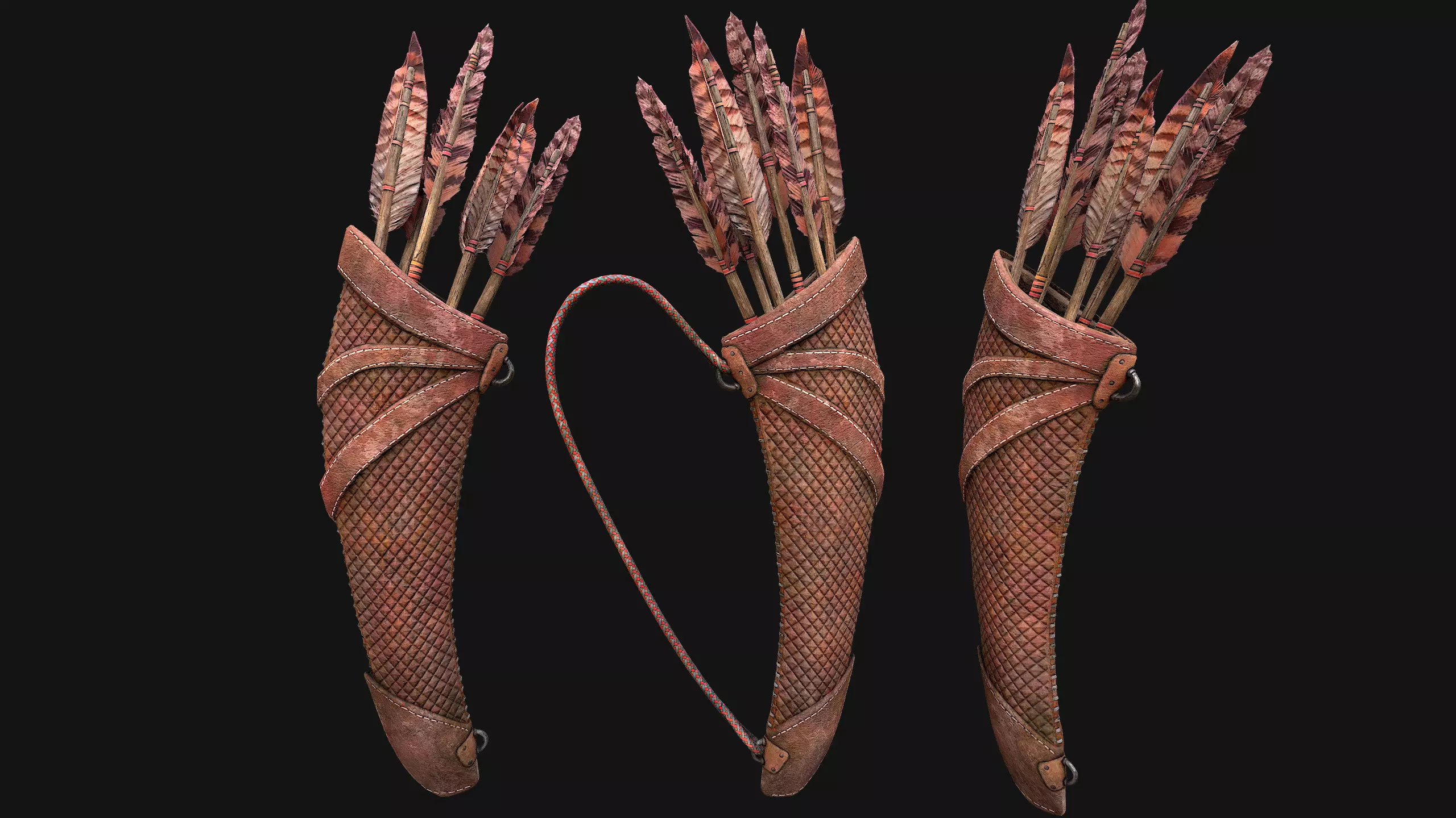 Arrow Crossbow Bolt Quiver Medieval Knights Equipment Low-poly 3D model_10