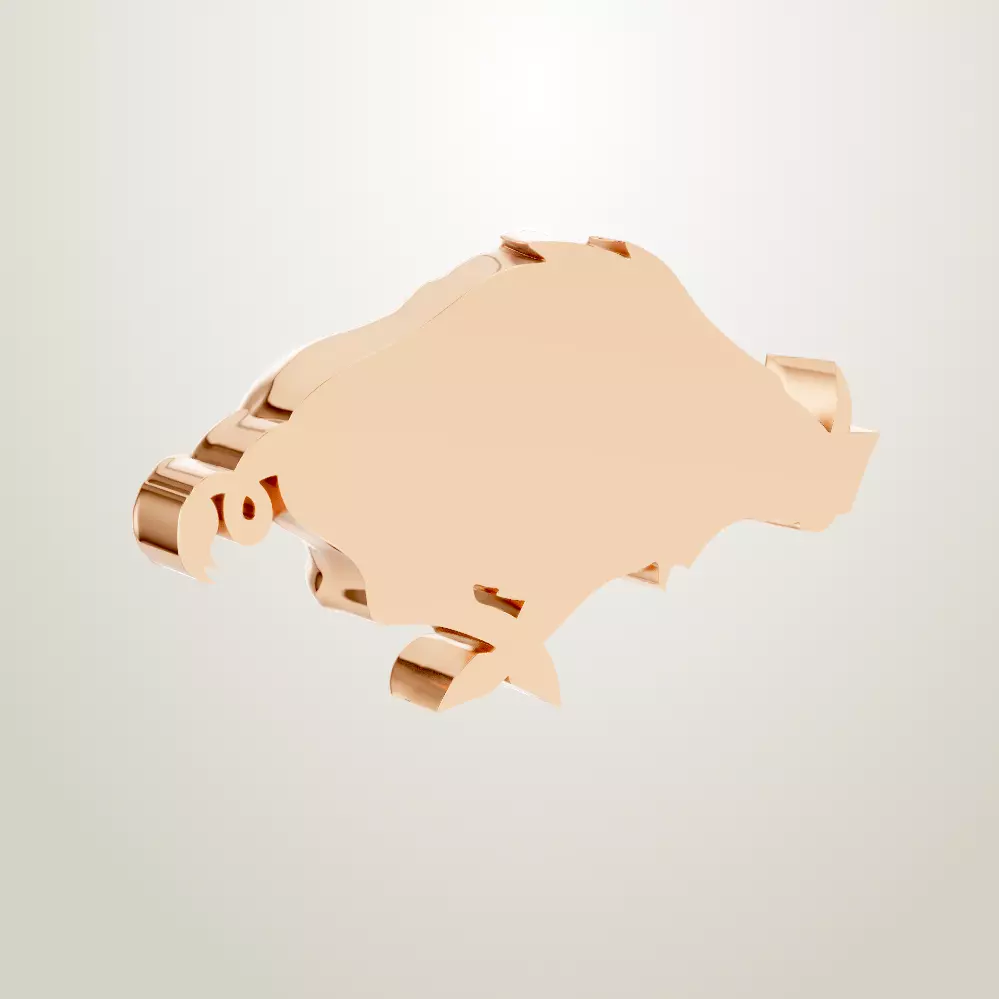 Large Razorback Pendant University of Arkansas 3D print model_3