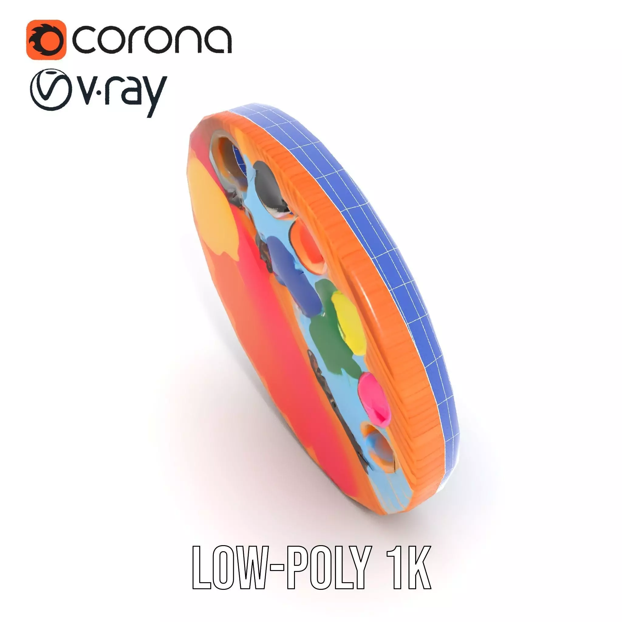 Vibrant Painters Palette model pack Low-poly 3D model_19